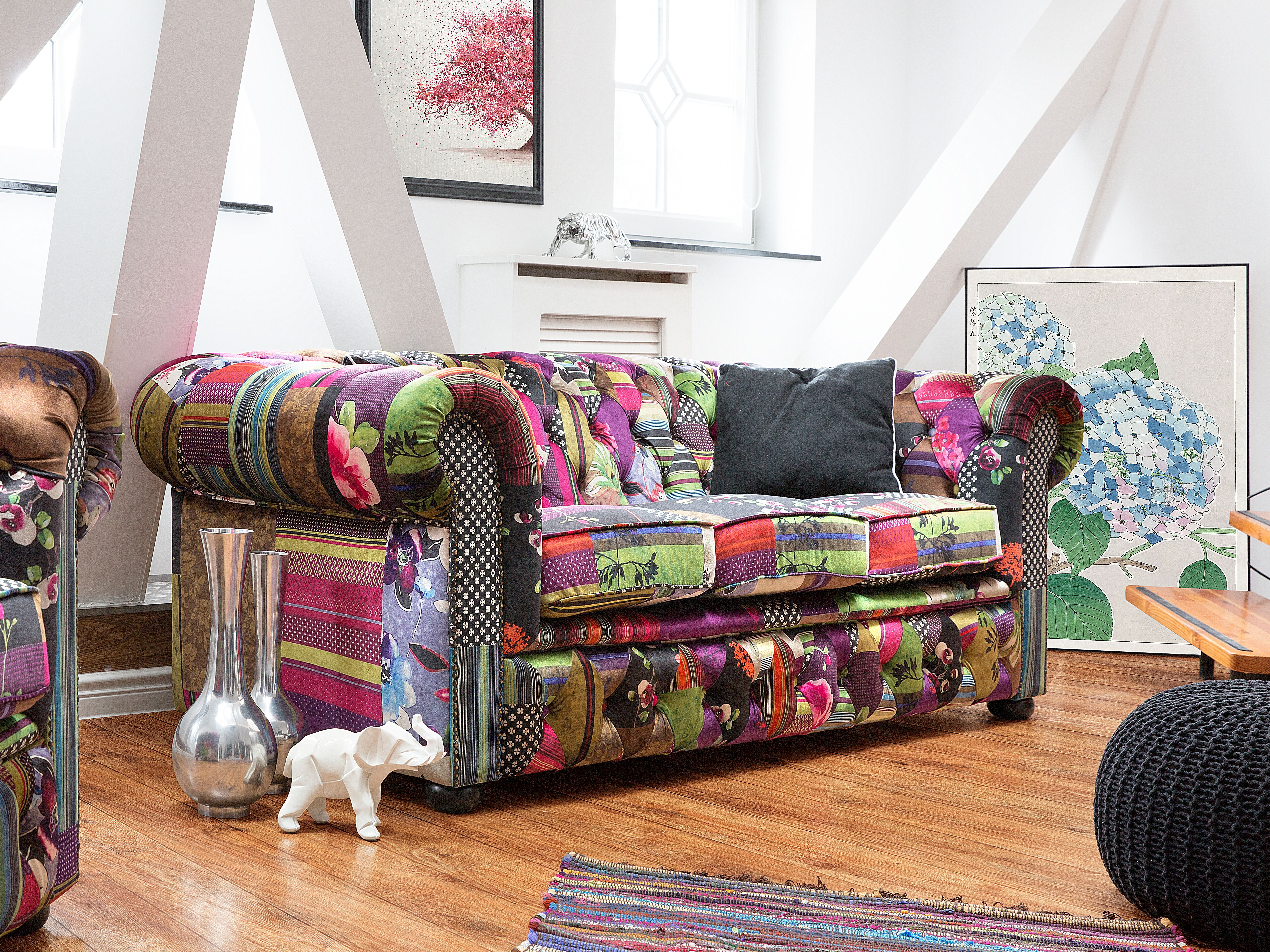 Sofa 3 Seater CHESTERFIELD Fabric Violet