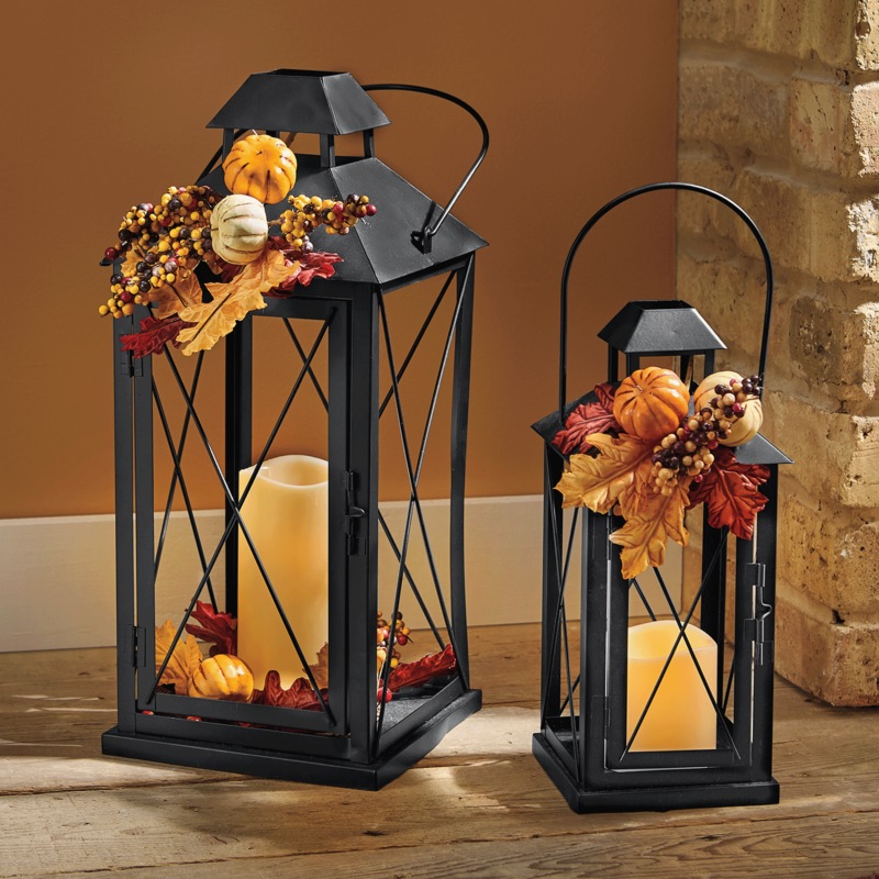 Set of 2 Harvest Candle Lanterns - MIDNIGHT VELVET CATALOG