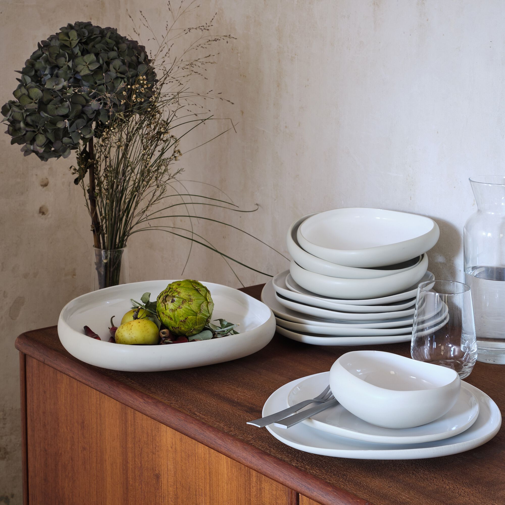 KYMA - Assiette creuse en grès D20cm - blanc ventoux