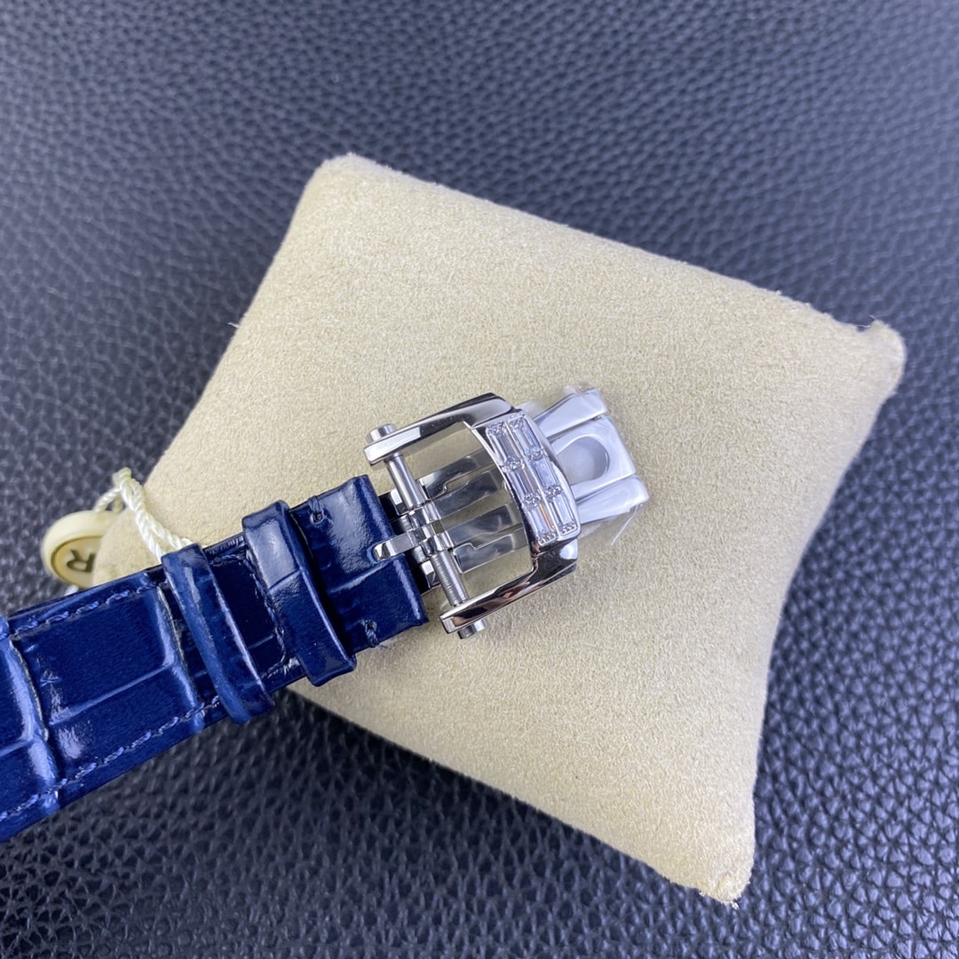 Fake Patek Philippe Replica Watch 5724G-001 Nautilus 40mm Black-Blue Baguette Diamond Bezel Moon Phase Date White Gold Leather Automatic GRF(1:1 replica) - Top club