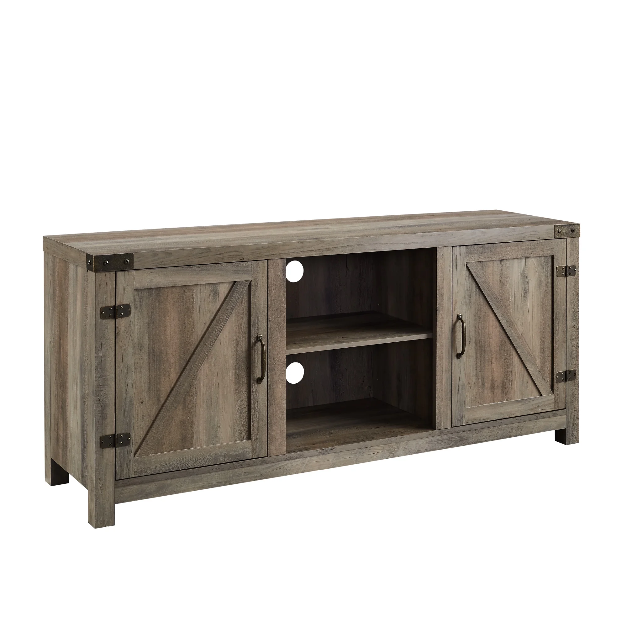 Walker Edison Modern Farmhouse Barn Door TV Stand for TVs up to 65", Grey Wash - Image 4