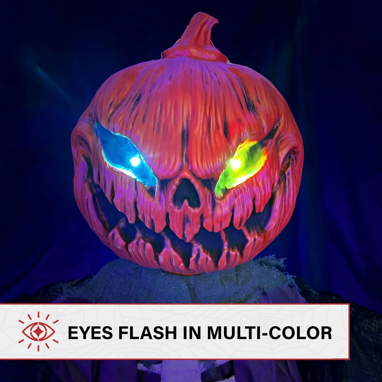 Haunted Hill Farm Life-Size Poseable 6.7-Ft. Pumpkin Scarecrow with Lights and Sound, Indoor or Covered Outdoor Halloween Decoration - Image 7 Haunted Hill Farm Life-Size Poseable 6.7-Ft. Pumpkin Scarecrow with Lights and Sound, Indoor or Covered Outdoor Halloween Decoration - Image 7