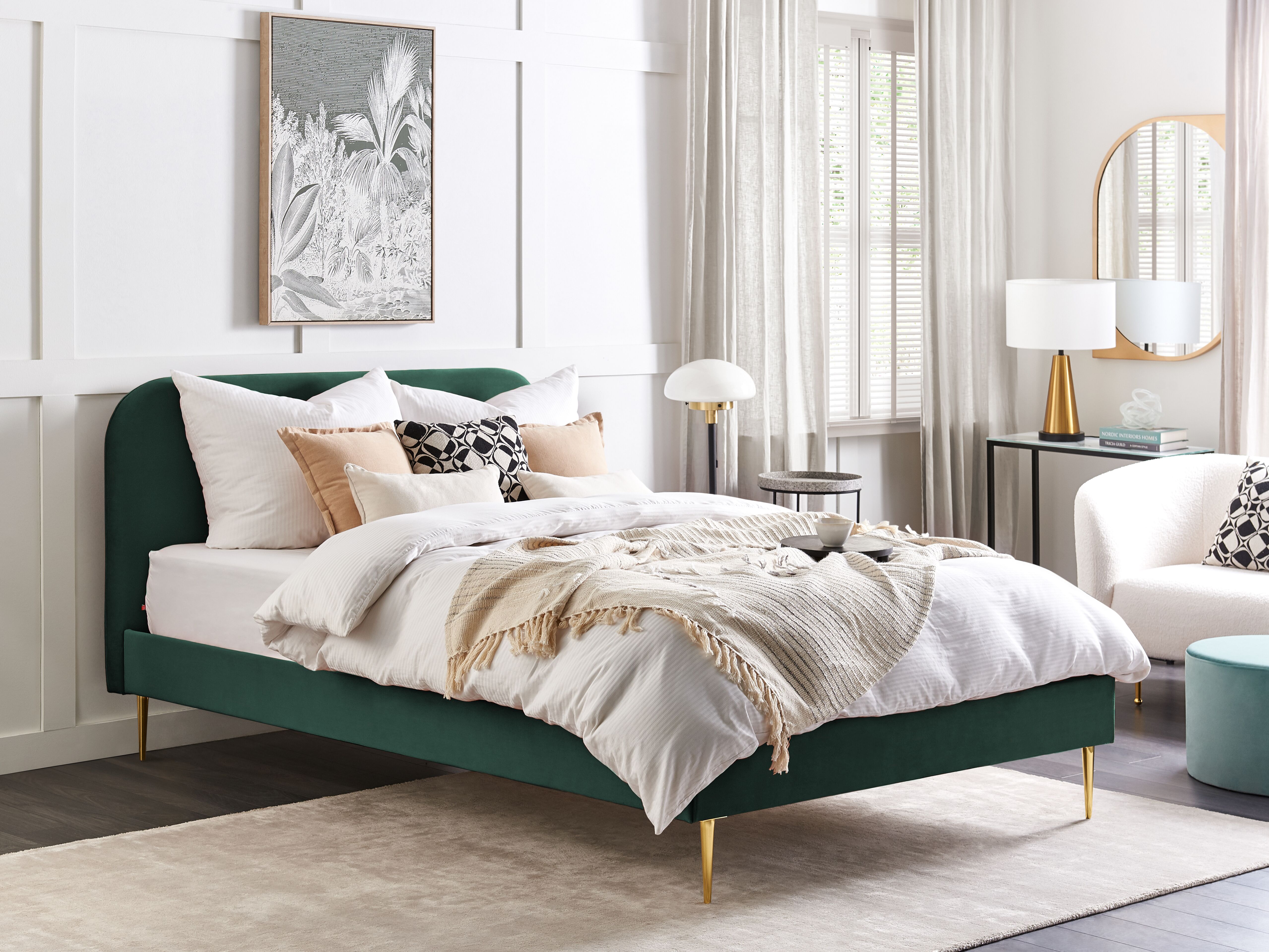 Bed Velvet FLAYAT 160 x 200 cm (EU King Size) Emerald Green
