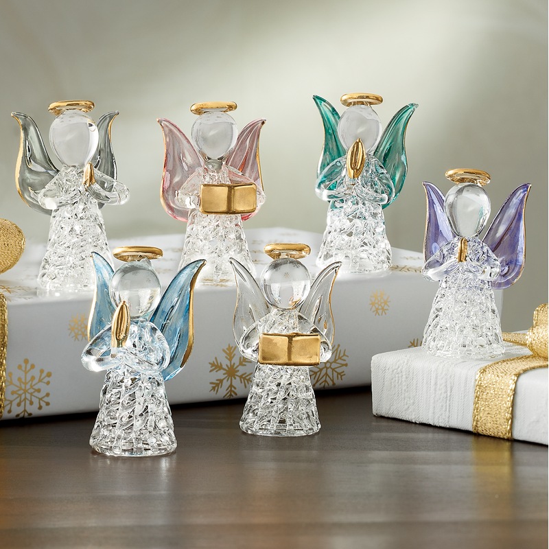 Set of 6 Mini Glass Angels - MIDNIGHT VELVET CATALOG