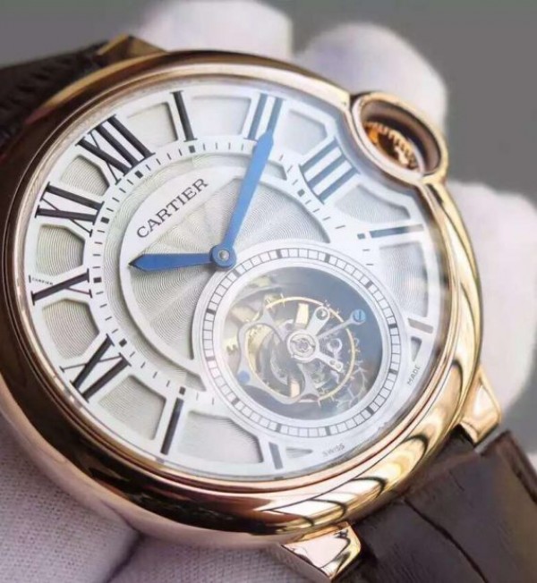Replica Cartier Ballon Bleu Tourbillon YG Brown Leather Strap - Top club