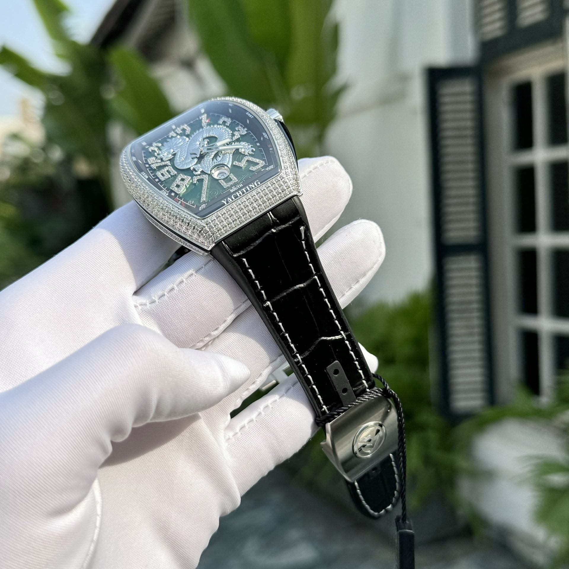 Franck Muller Replica 11 Watch V45 Green Dragon Dial With Stone  45mm - Top club