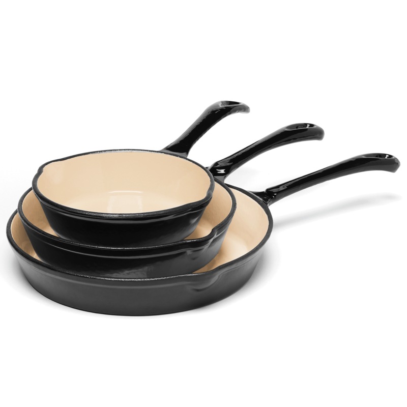 3-Piece Enameled Cast Iron Skillet Set - MIDNIGHT VELVET CATALOG