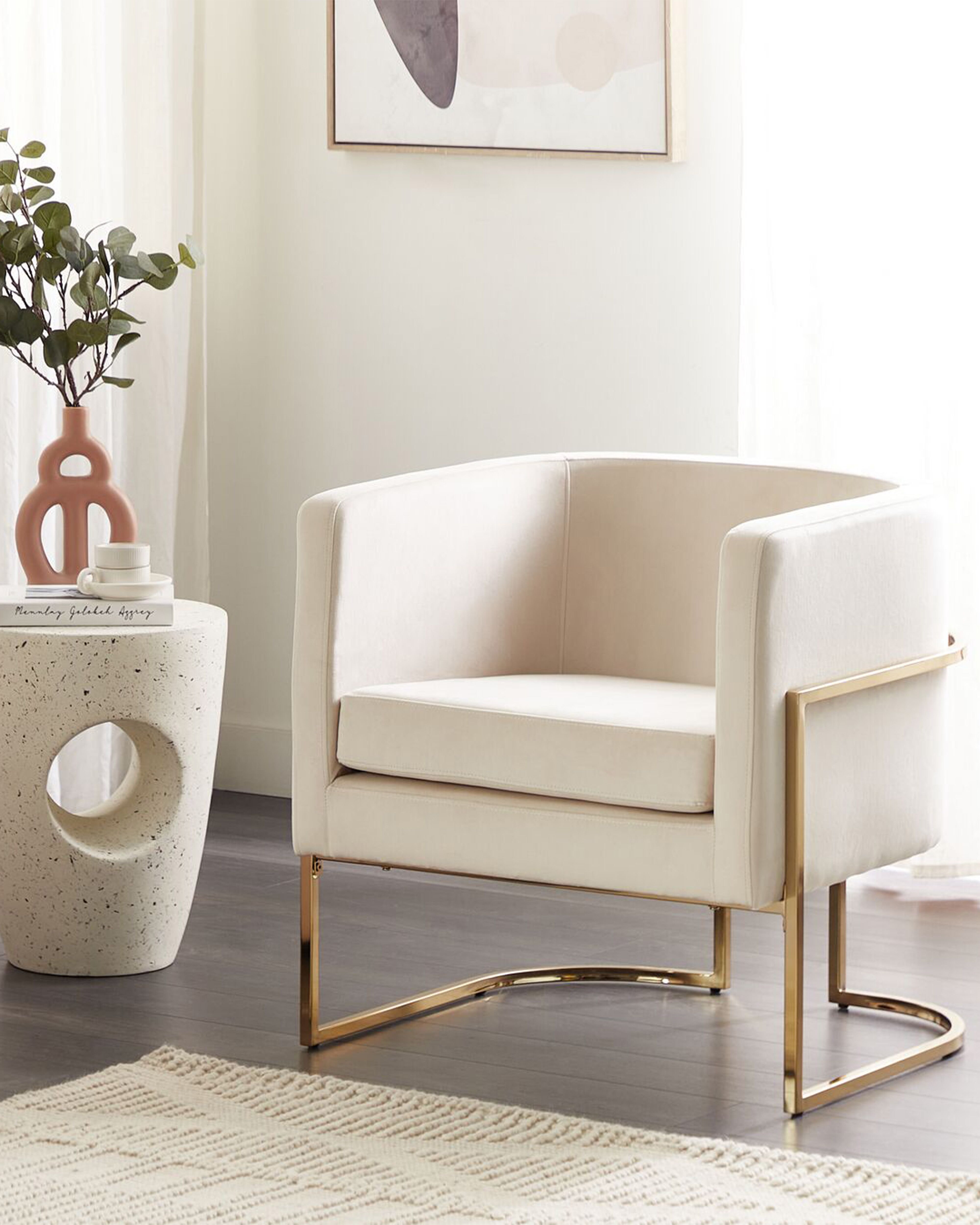 Armchair SIRKKA Velvet Light Beige