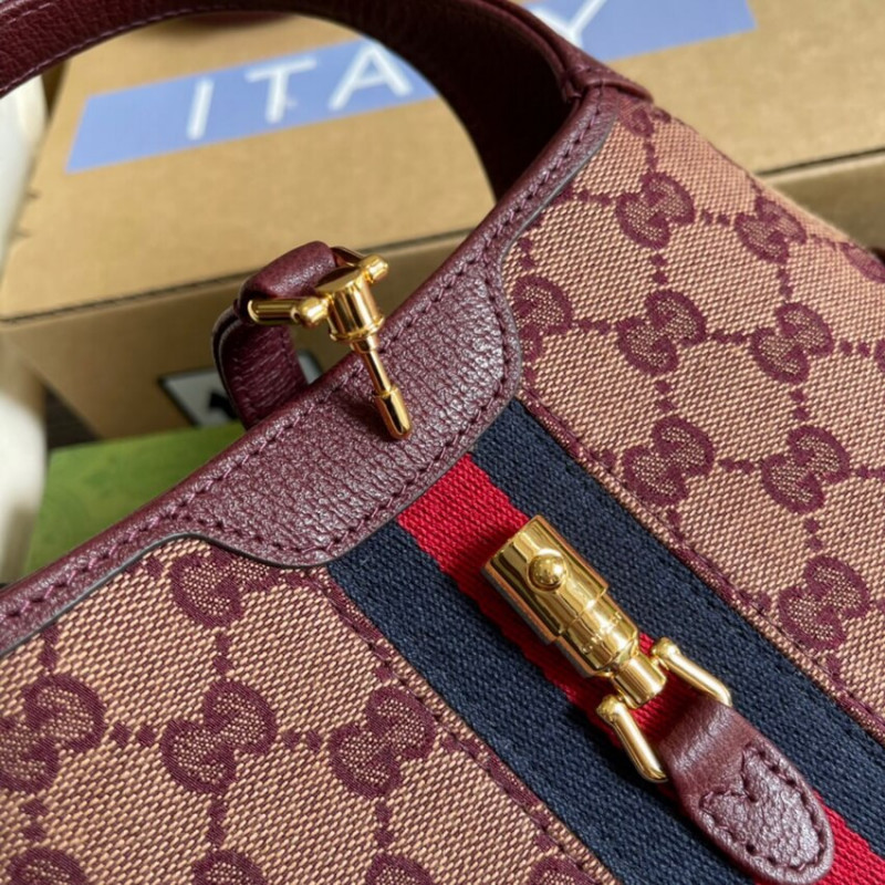 Replica Gucci Jackie 1961 Mini Shoulder Bag 637092 In Burgundy Gg Canvas1:1High-quality replica