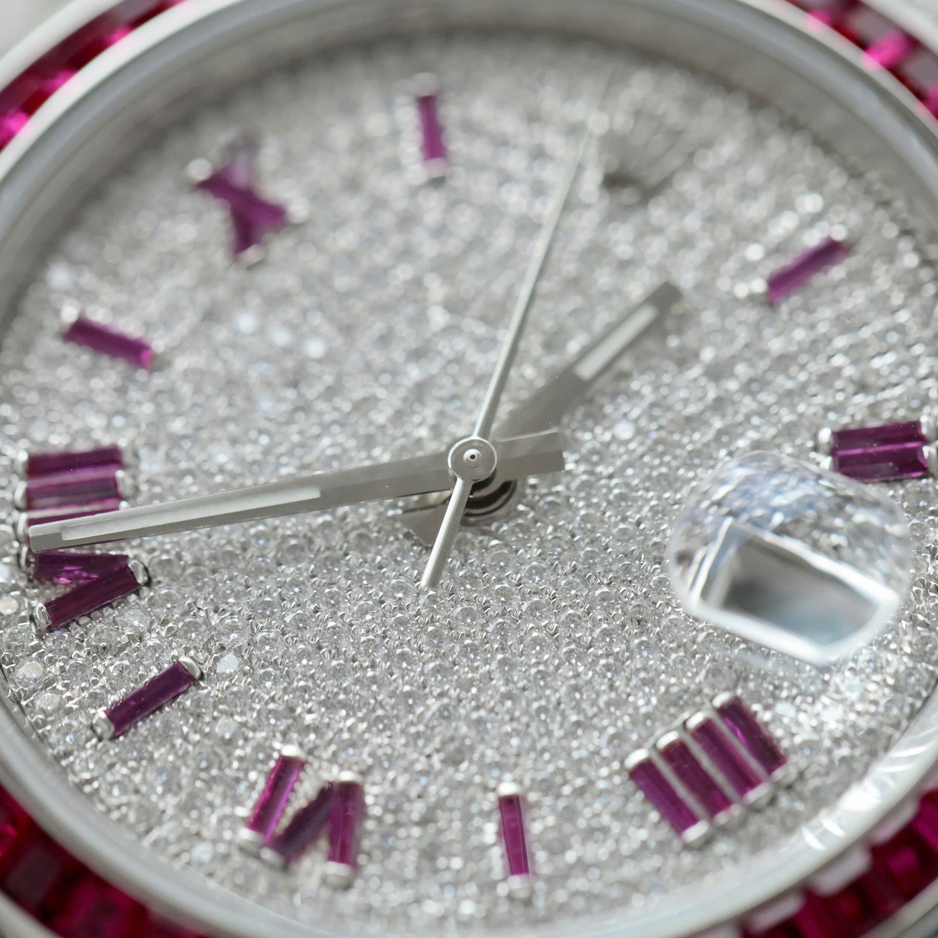 Rolex DateJust Copies Watches Ruby + Diamond Moissanite Custom 41mm - Elite Watch Atelier