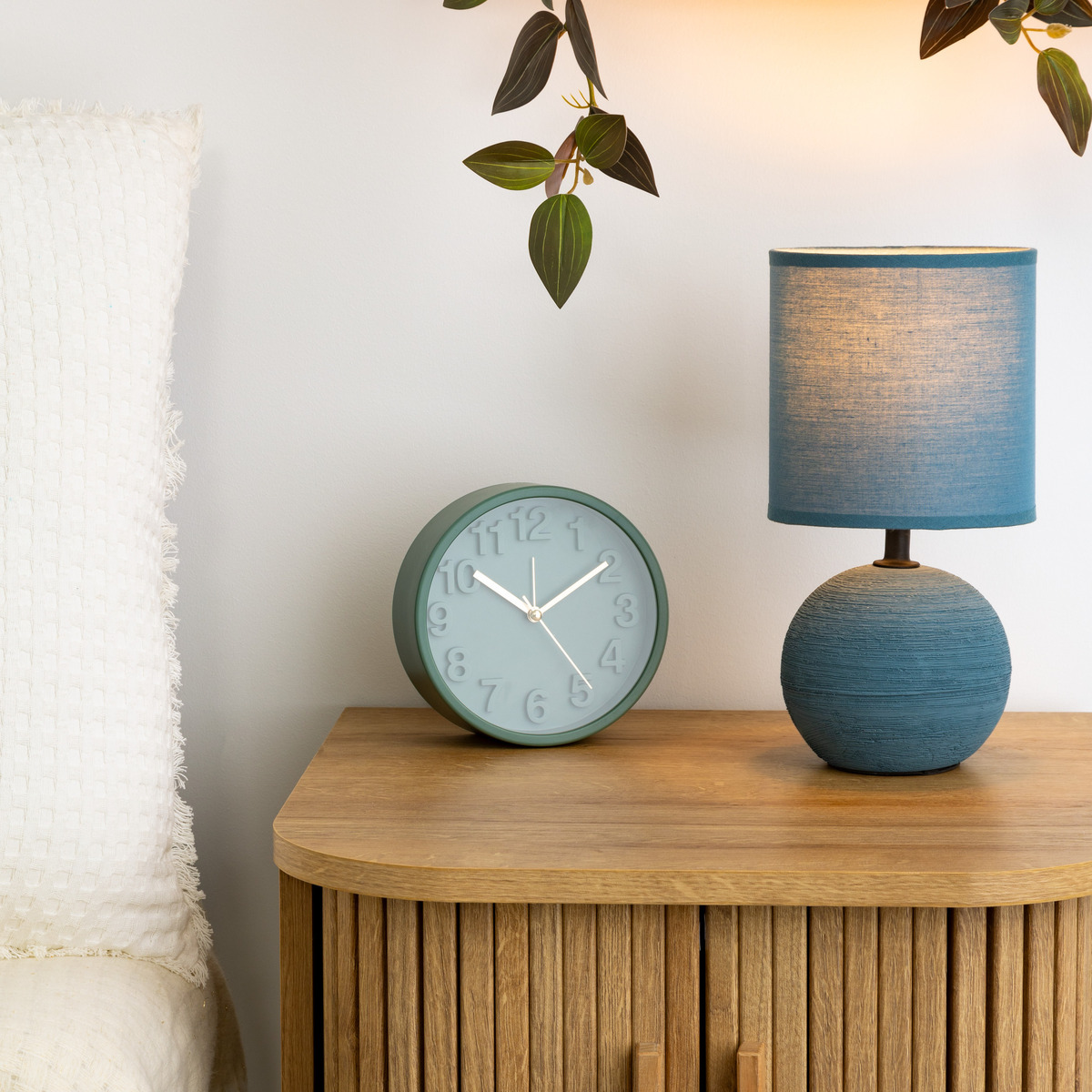 Ceramic lamp "Tim&eacute;o" Blue stripe, H.25 cm