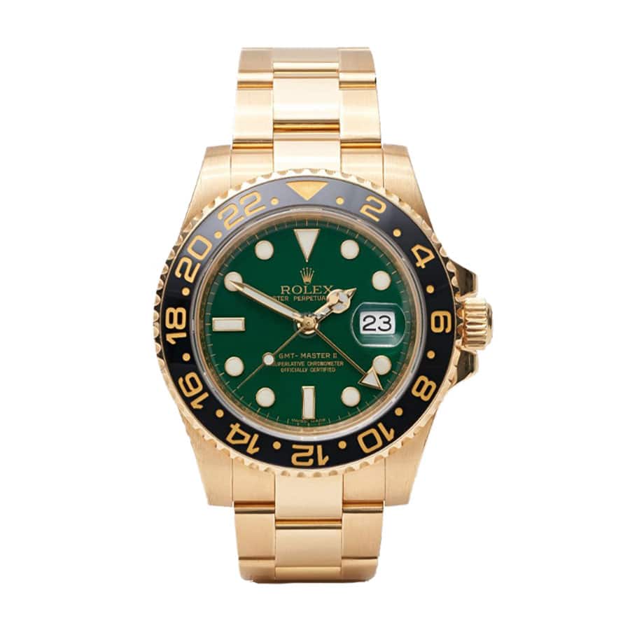 Rolex GMT-Master II 11678LN Yellow Gold Green Dial oyster Replica - Elite Watch Atelier
