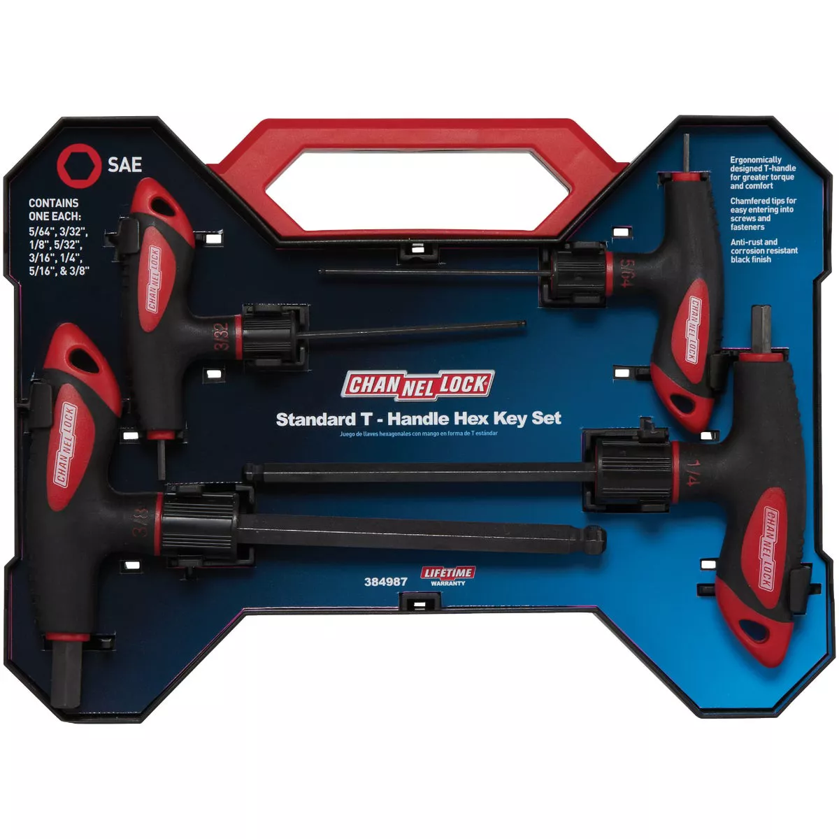Channellock SAE T-Handle Ball-End Hex Key Set, 8-Piece