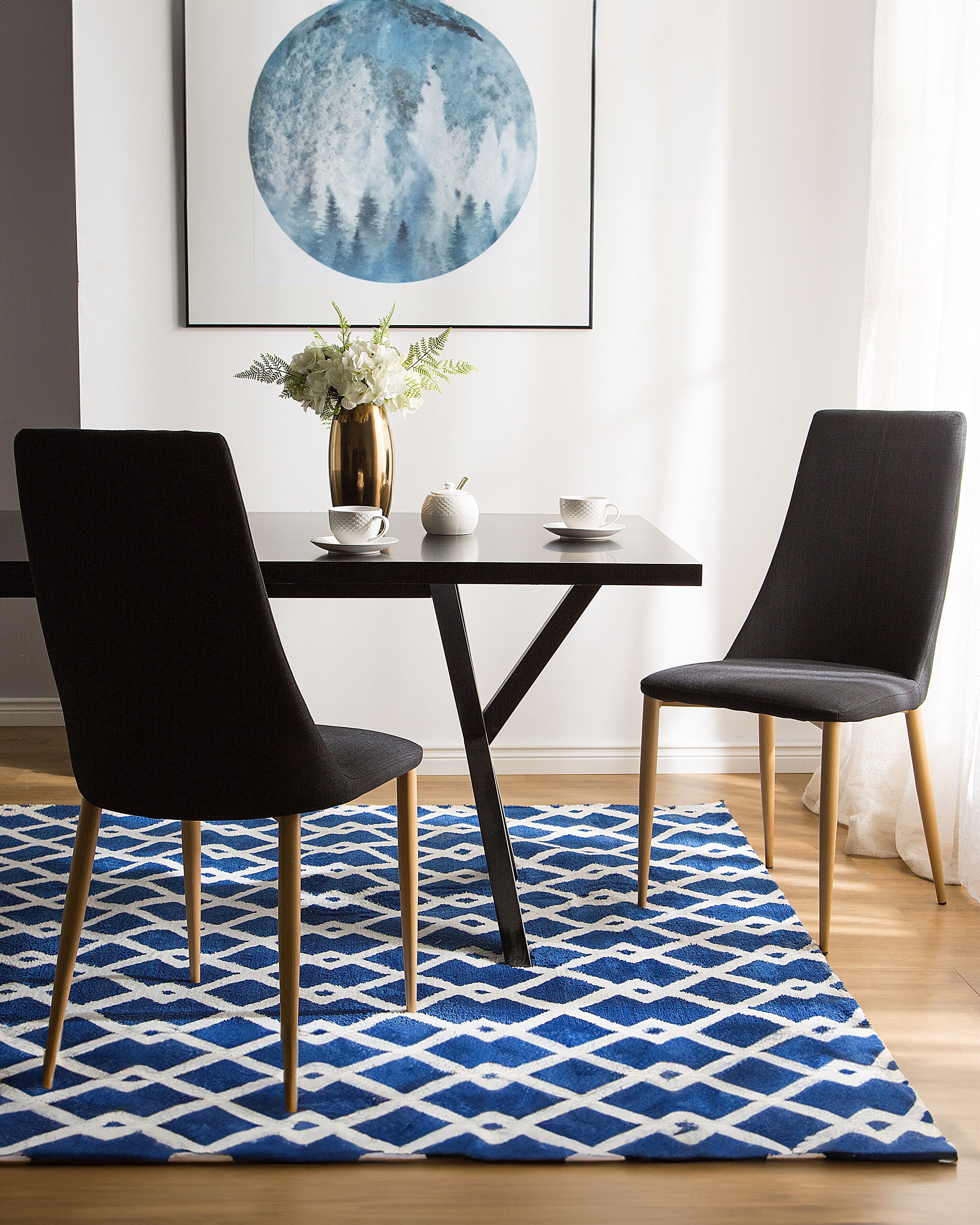 Set of 2 Dining Chairs CLAYTON Fabric Black