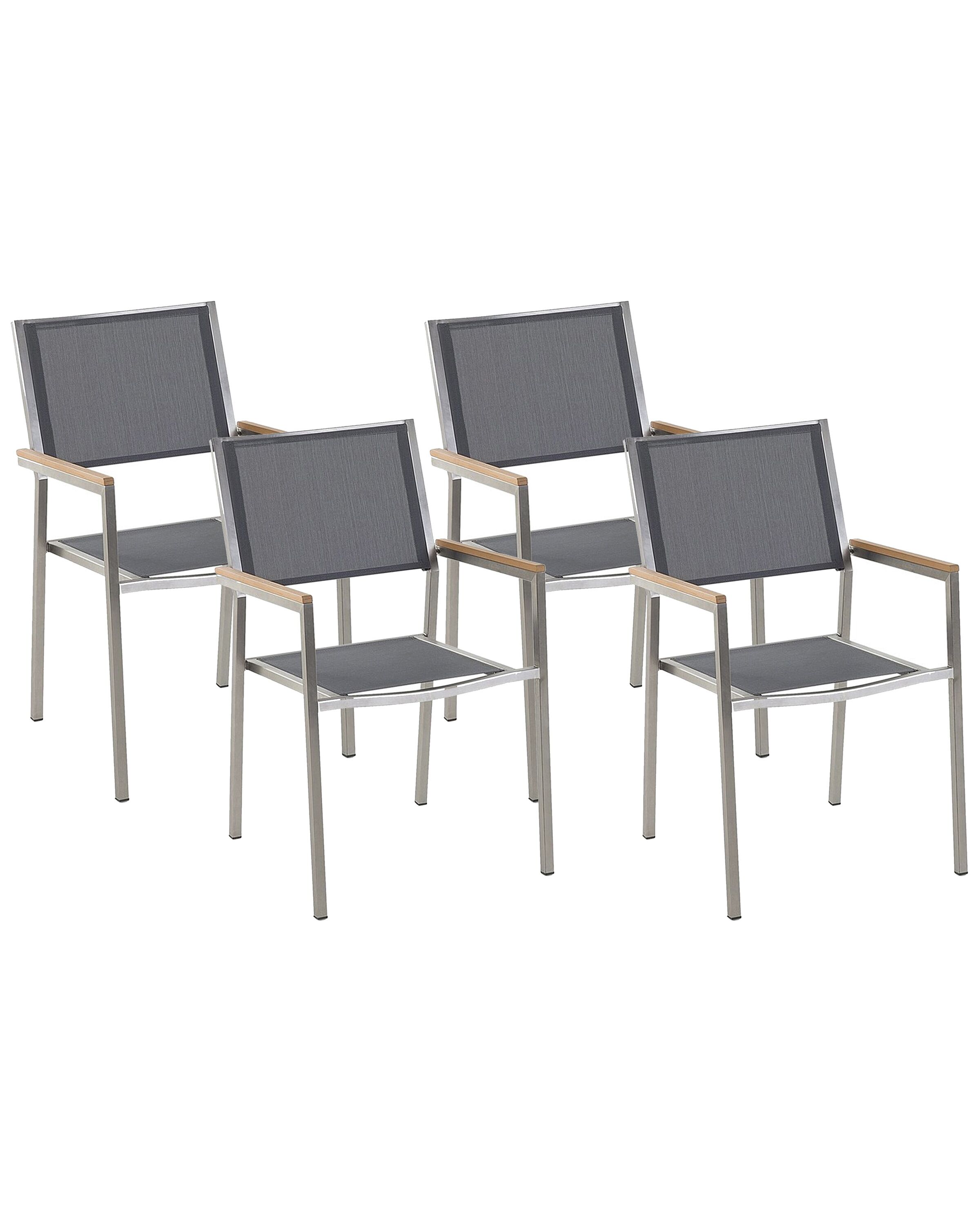 Set of 4 Garden Chairs GROSSETO Stainless Steel Grey