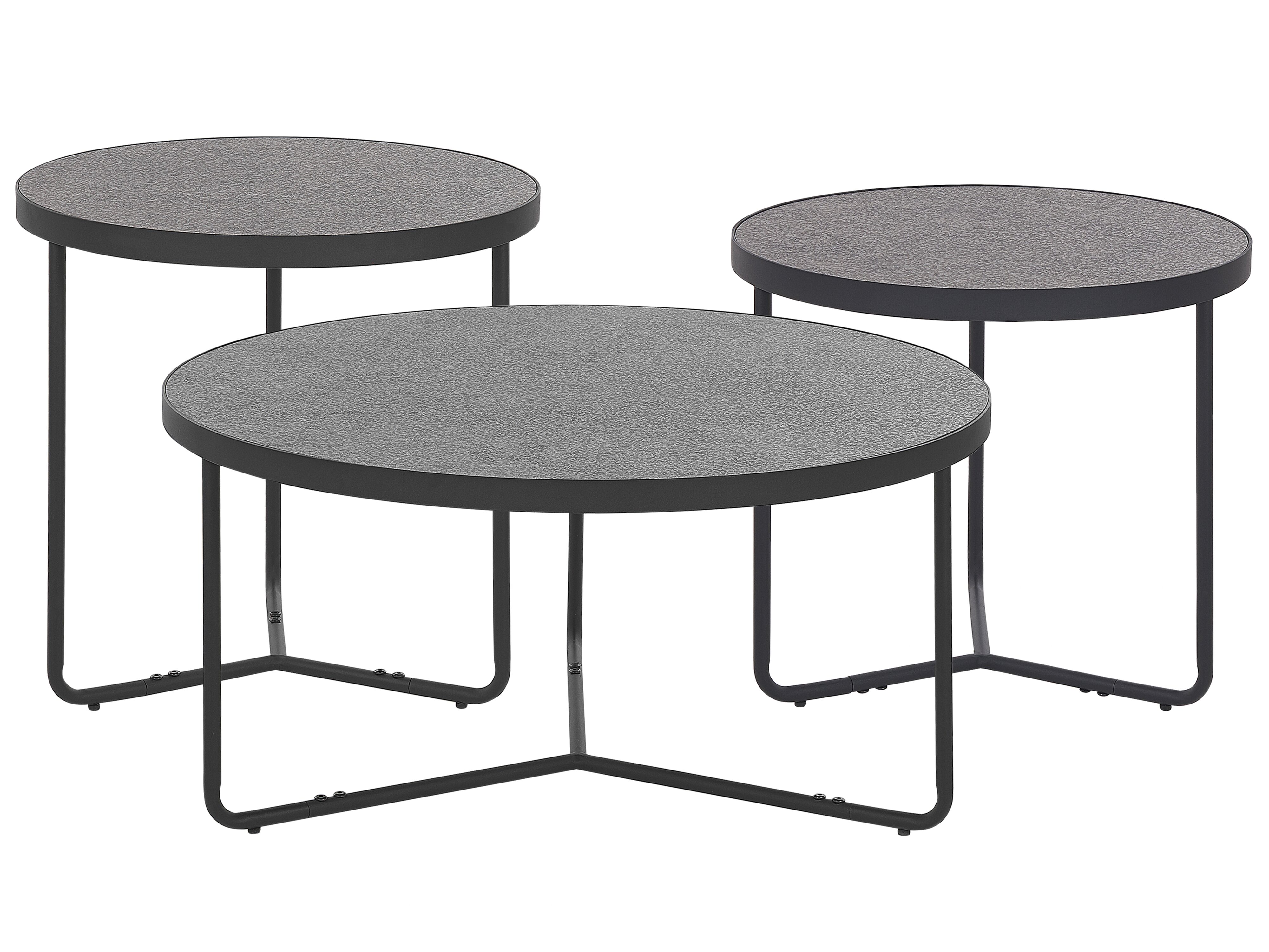 Set of 3 Coffee Tables MELODY Grey Concrete Effect