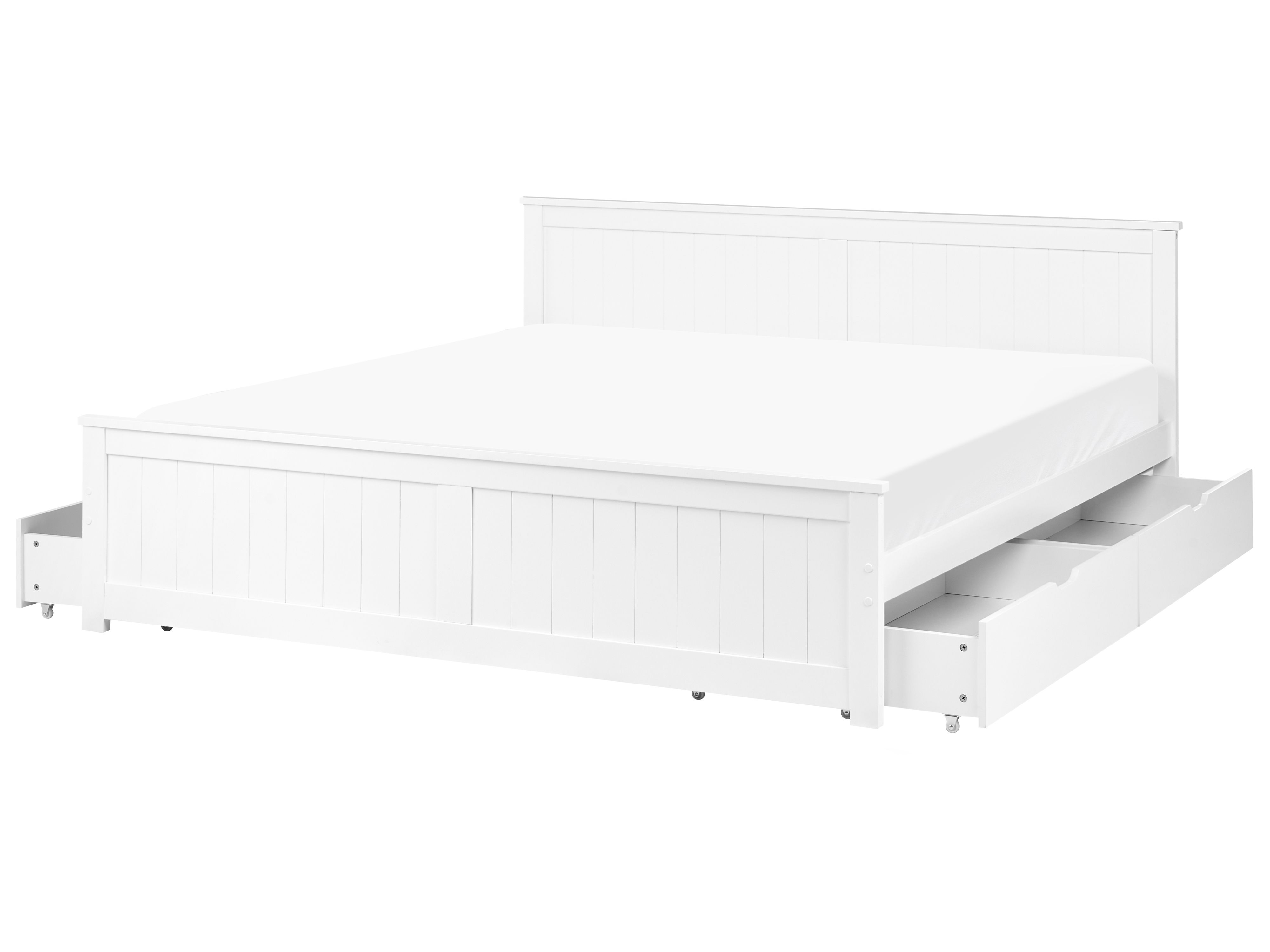 Bed with 4 Drawers Pine Wood SABRAN 180 x 200 cm (EU Super King) White