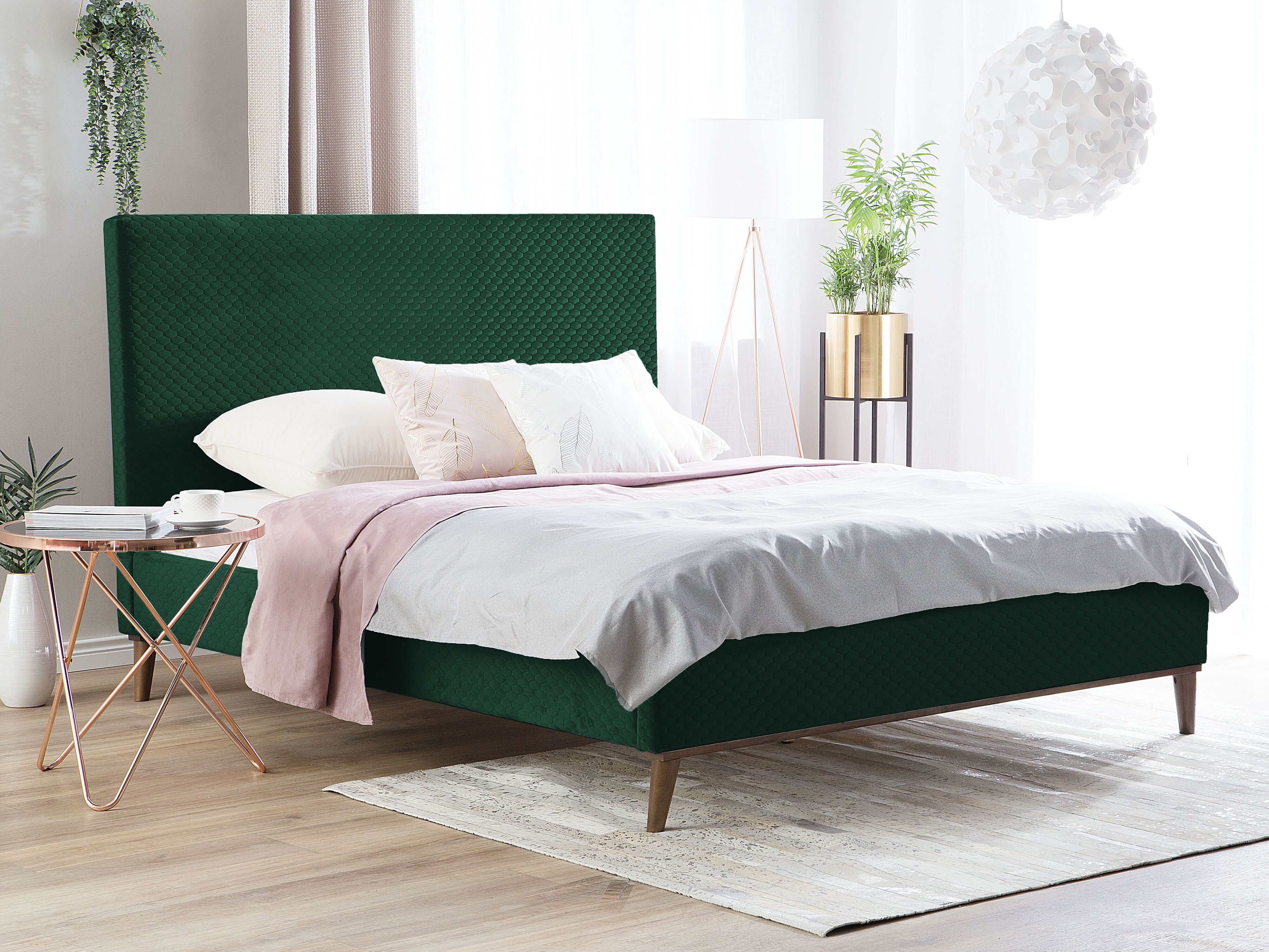 Bed Velvet BAYONNE 140 x 200 cm (EU Double) Dark Green