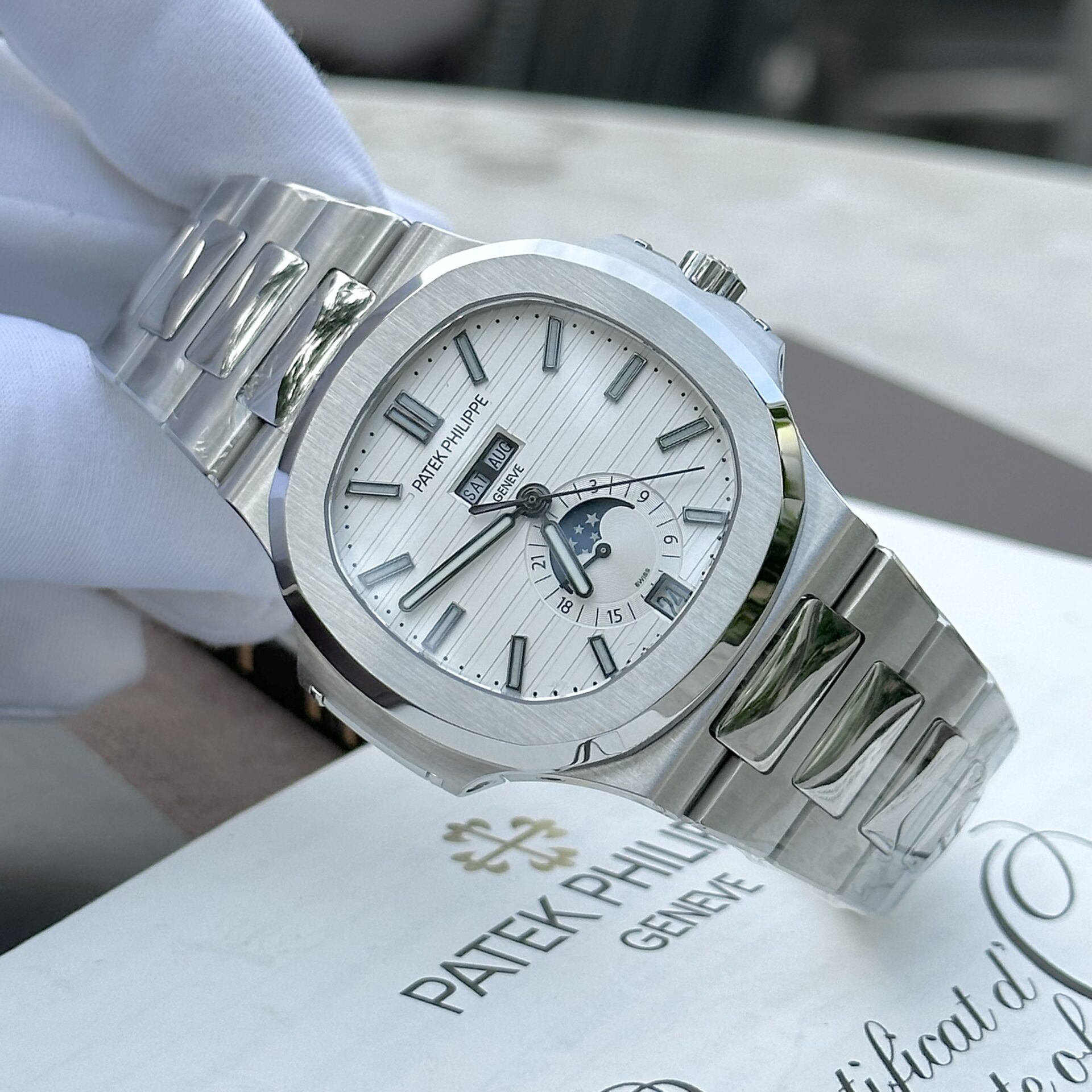 Patek Philippe Nautilus 5726 Replica 1:1 Watch White Dial PPF 40.5mm - Elite Watch Atelier