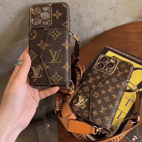 Monogram iPhone Case With Wallet And Strap Brown Small Printing-XFQ240329 - Wholesale & Influencer