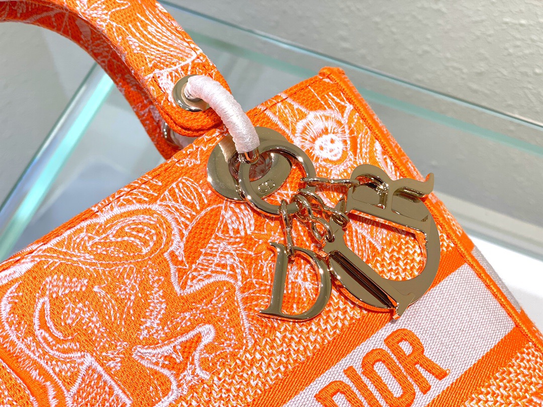 Christian Dior Medium Lady D-Lite Bag Orange, For Women, Women’s Handbags 24cm/9.5in CD M0565OROC_M0571:1High-quality replica