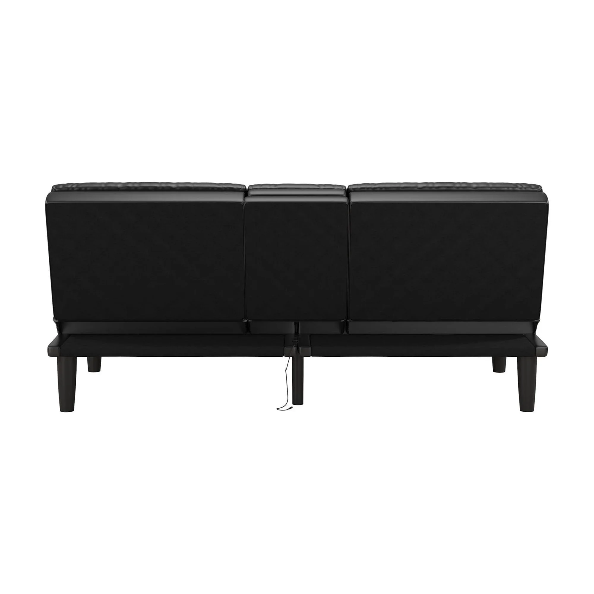 Mainstays Memory Foam 71.5" Futon with Cupholder and USB, Black Faux Leather - Image 27