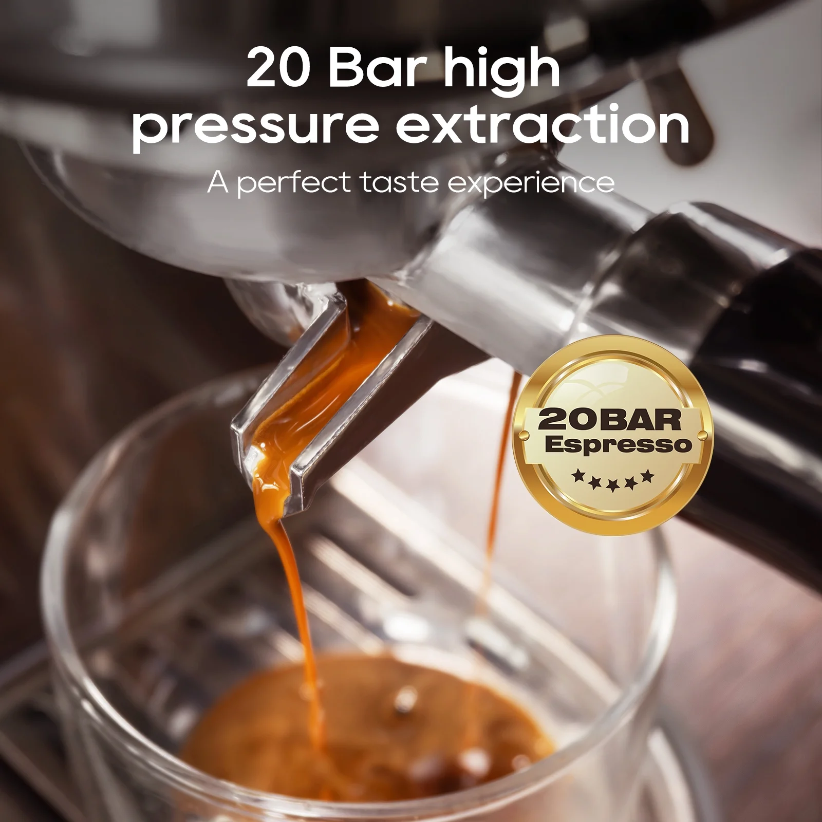 HiBREW 20 Bar Semi Automatic Espresso Machine for Home, Stainless Steel Coffee Maker with Steam Wand H10B