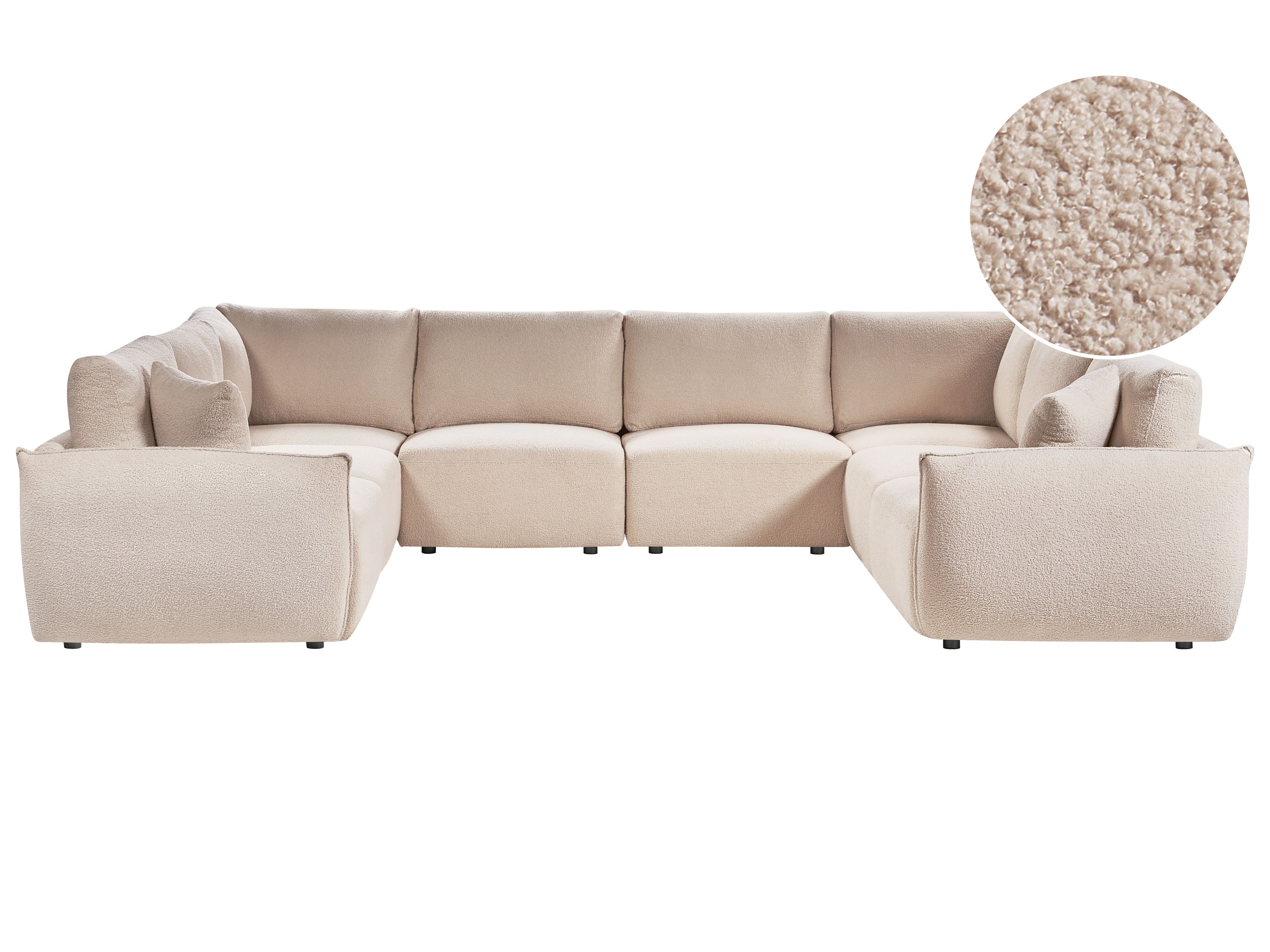 Modular U-Shape Sofa 8 Seater MESNALI Boucle Beige