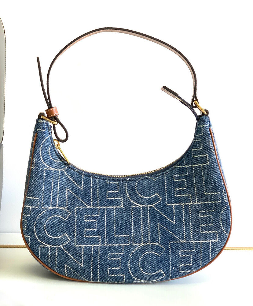 Celine Ava Bag In Denim With Celine All-Over Print Blue