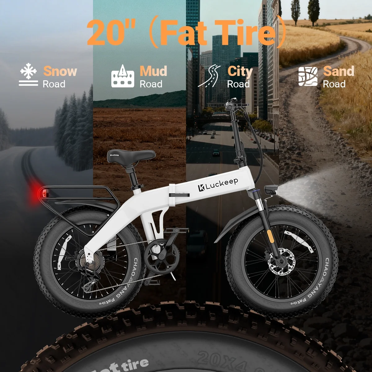 Luckeep X1 Lite Foldable Electric Bike for Adults 1500W Peak Motor,720WH Removable Battery,28MPH 60 Miles Long Range,20"*4" Fat Tire All-Terrain E-bike with Front Suspension,Mountain Electric Bicycle - Image 35
