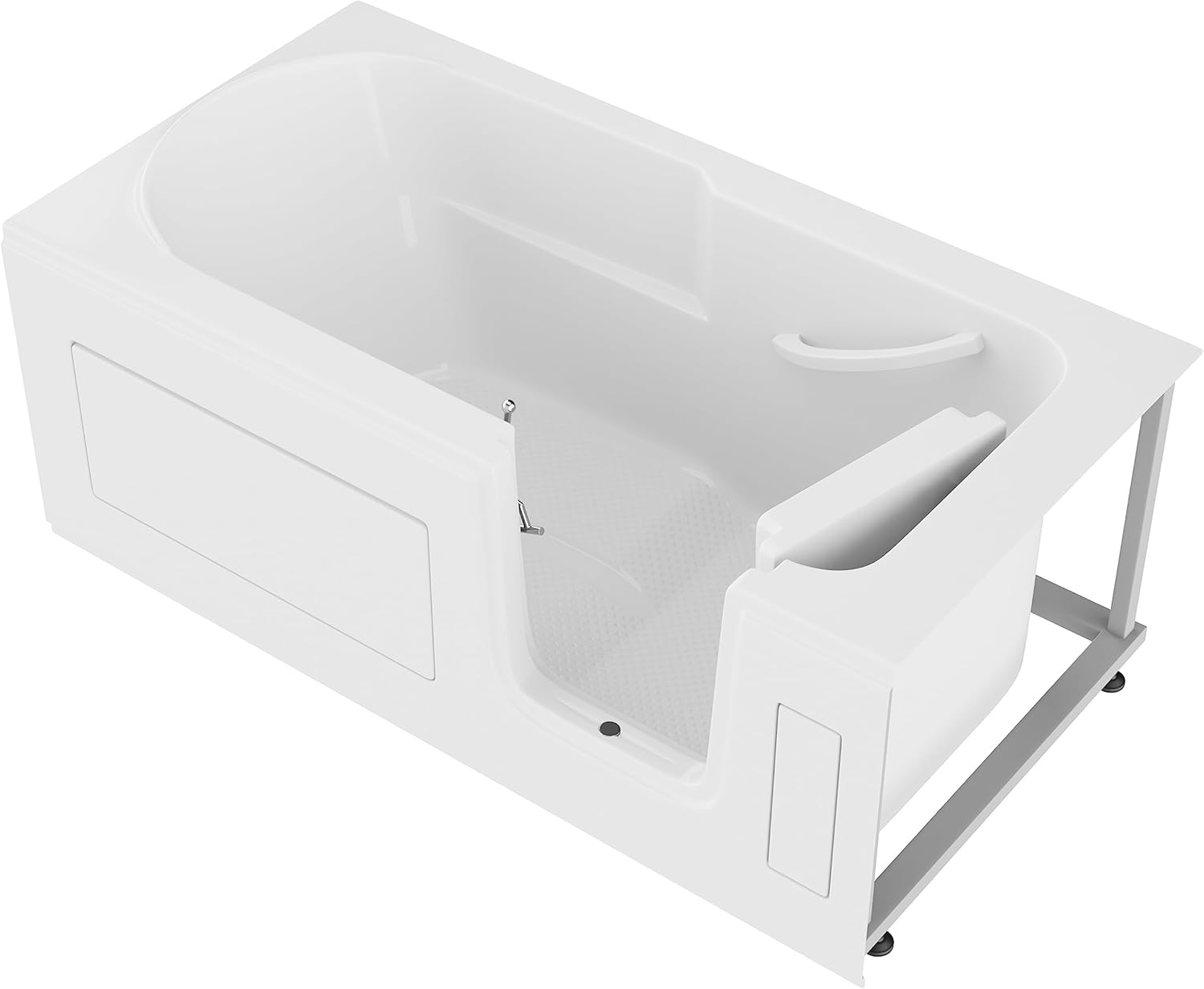 ANZZI Walk In Tub 60'' x 30'' White Acrylic with Chrome Accents Right Drain, Low Threshold, Slip-Resistant Floor, Easy Install, Luxury Spa Soaker Tub - AMZ3060SIRWS