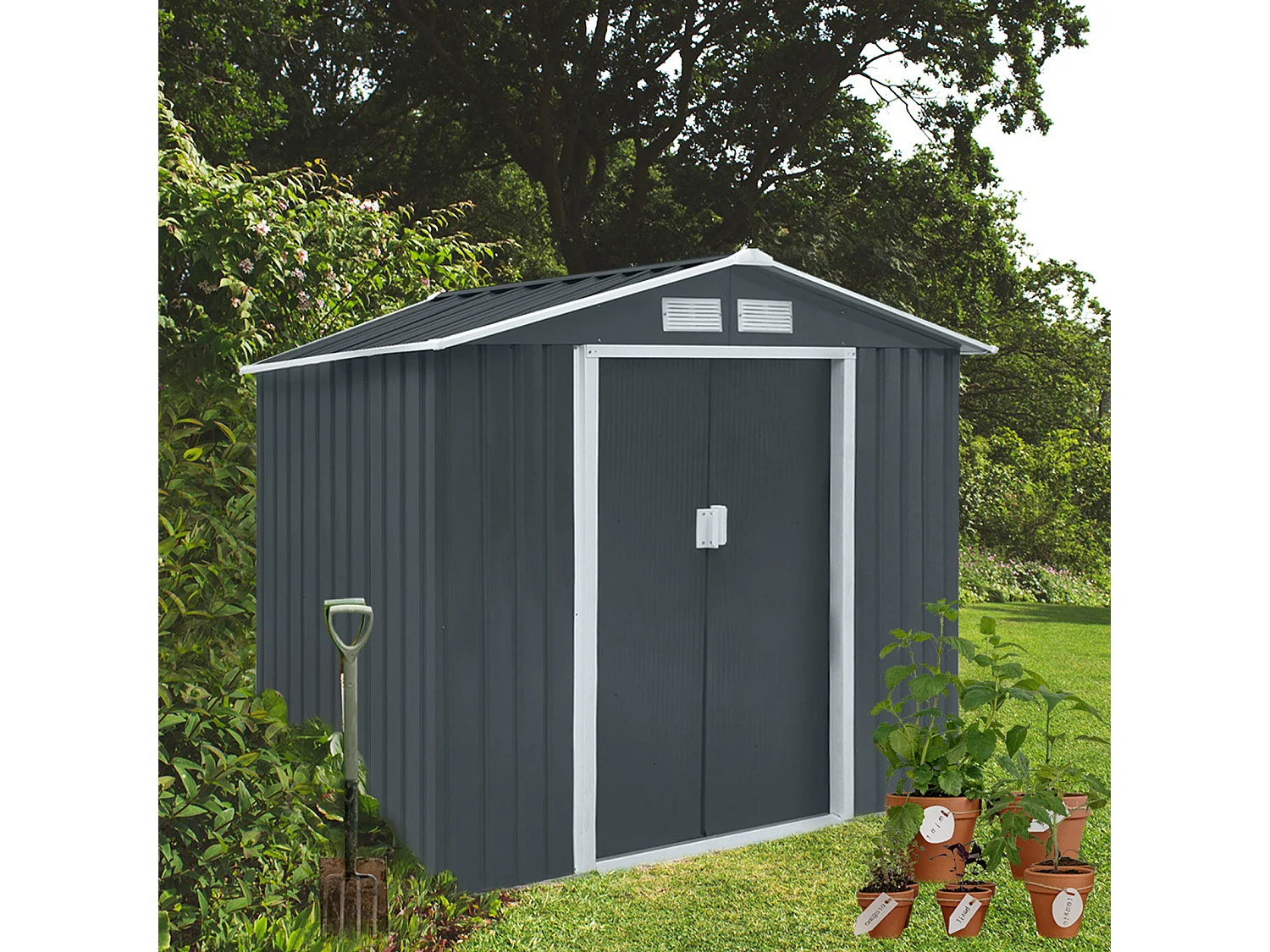 Abri de jardin en métal S100 Gris Antracite