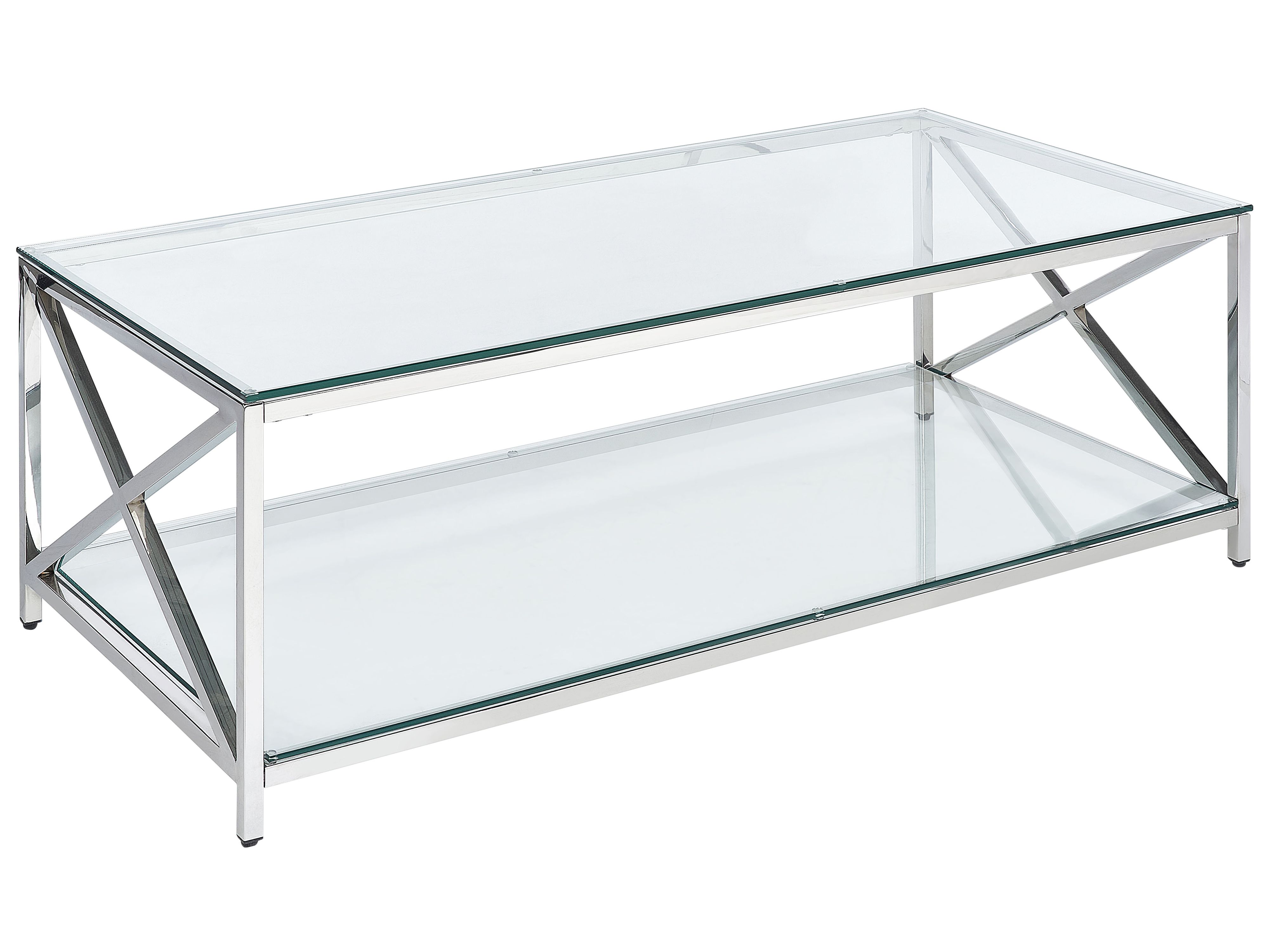 Coffee Table AUDET Tempered Glass Silver