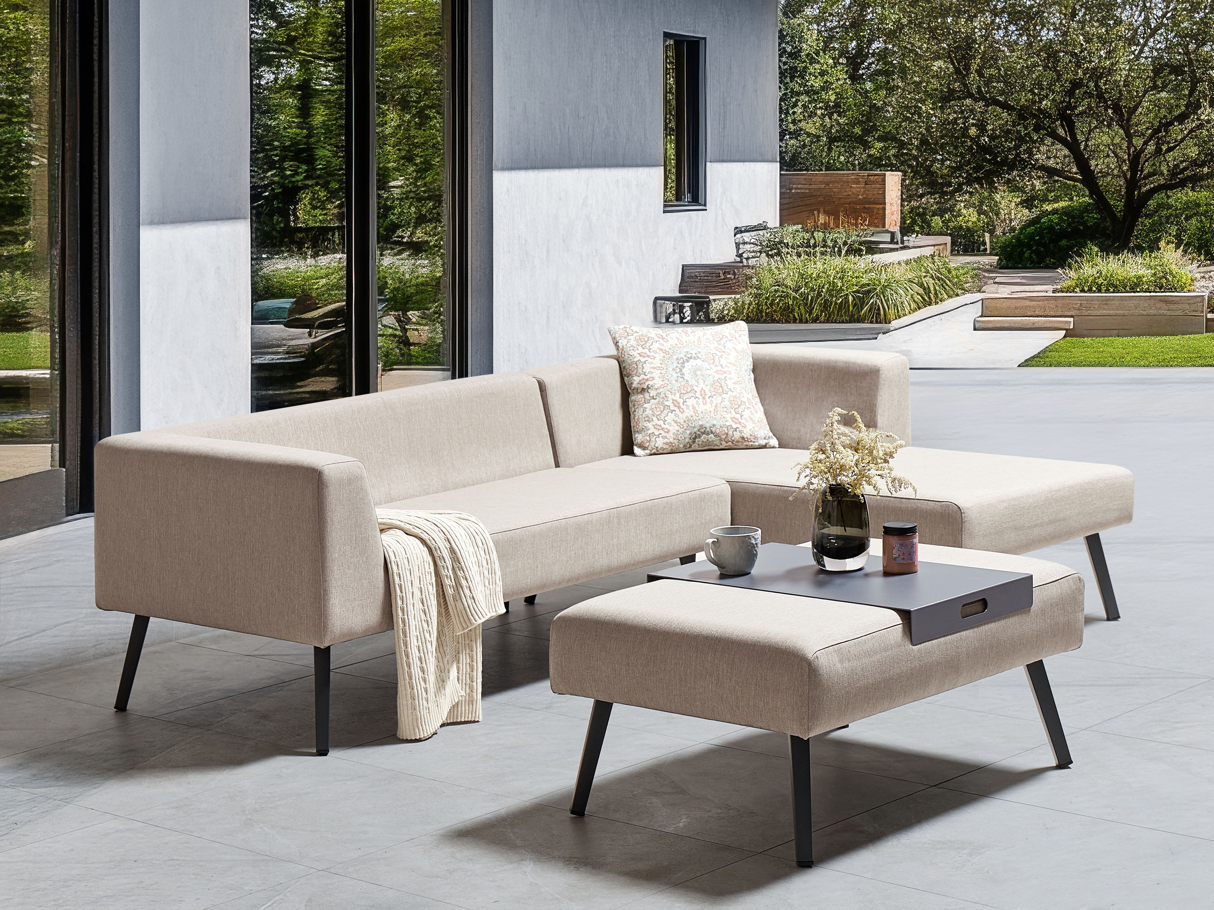 Garden Corner Sofa with Table 4 Seater SORRIVOLI Left Hand Beige