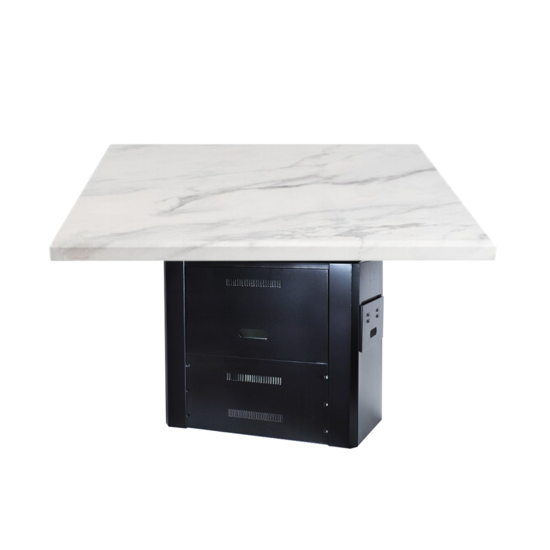 Hot Sale Commercial Round Stone Hotpot Stove Square Marble Korean BBQ Restaurant Table