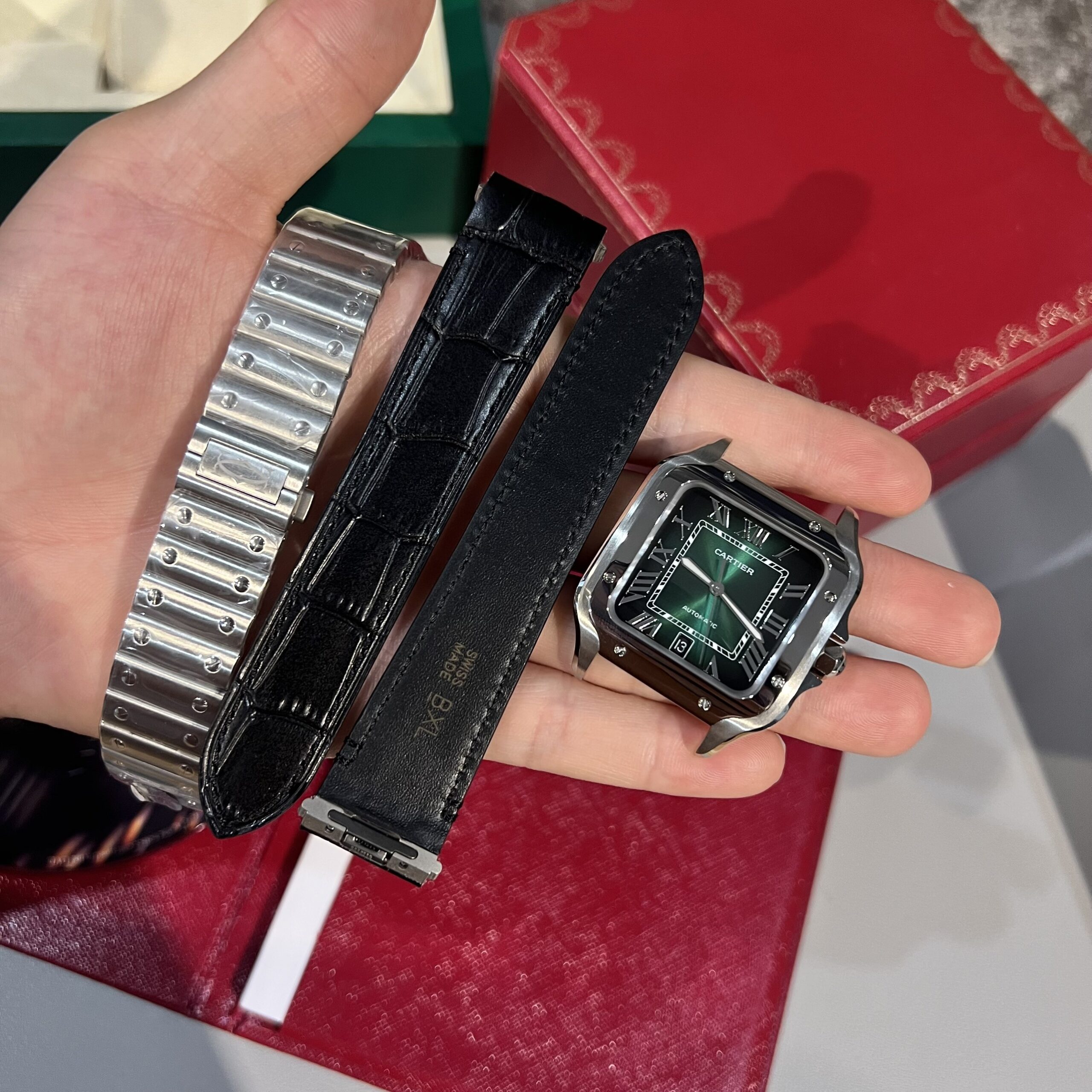 CARTIER SANTOS WSSA0062 REPLICA 1:1 GREEN DIAL BV FACTORY 39.8MM - Elite Watch Atelier