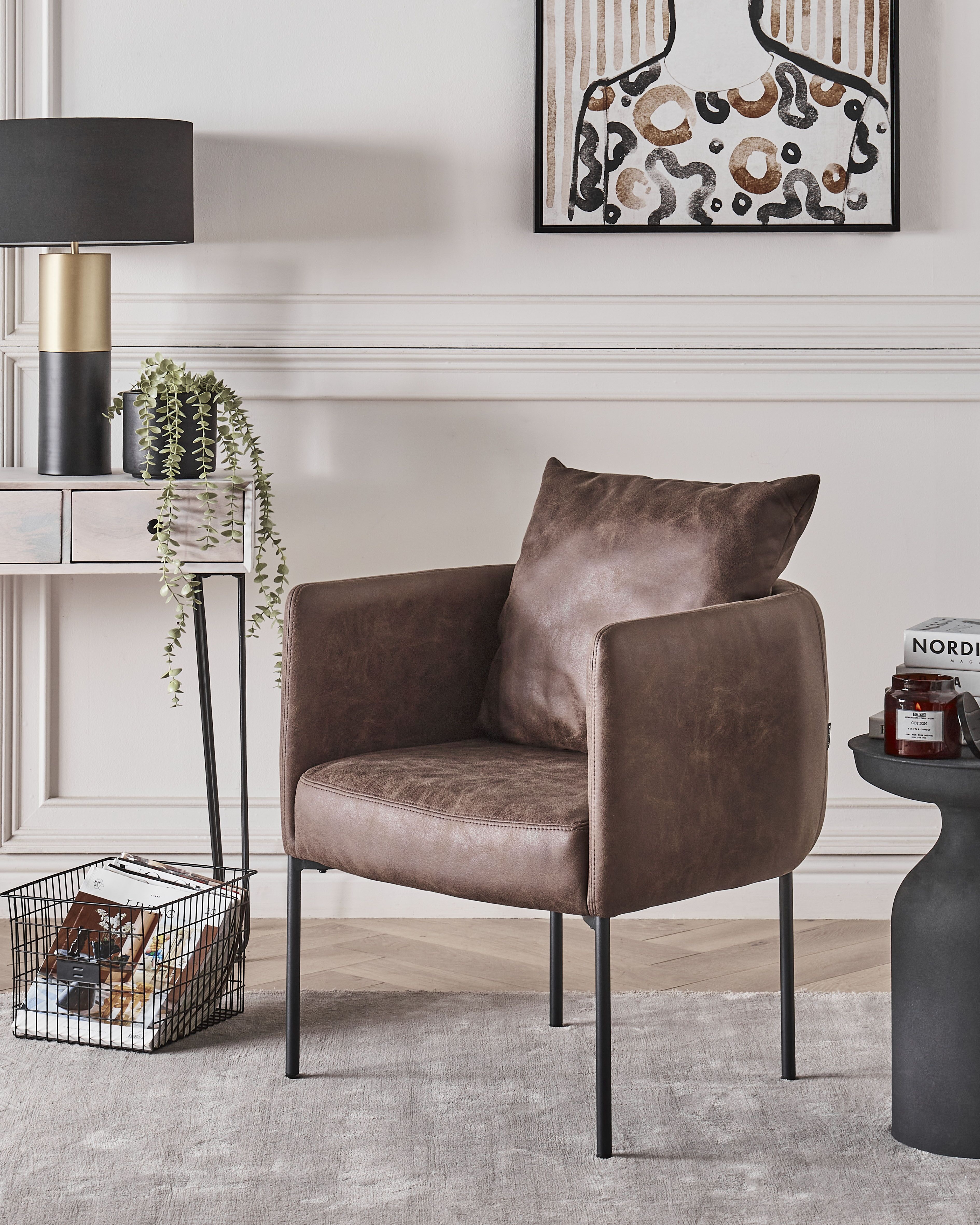 Armchair MALMOS Faux Leather Dark Brown