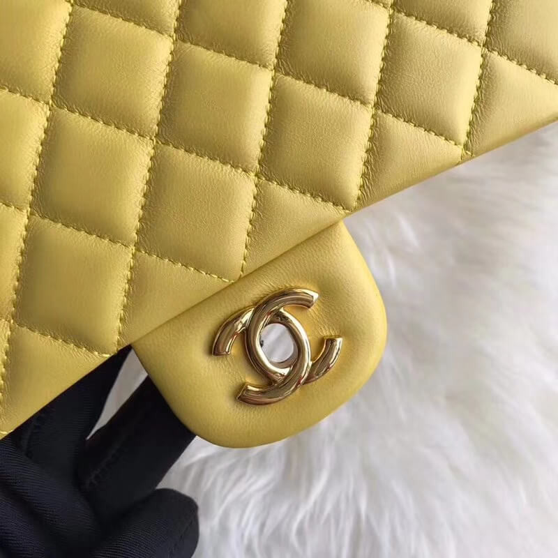 Replica Chanel 1112 Yellow Medium Size 2.55 Lambskin Leather Flap Bag1:1High-quality replica