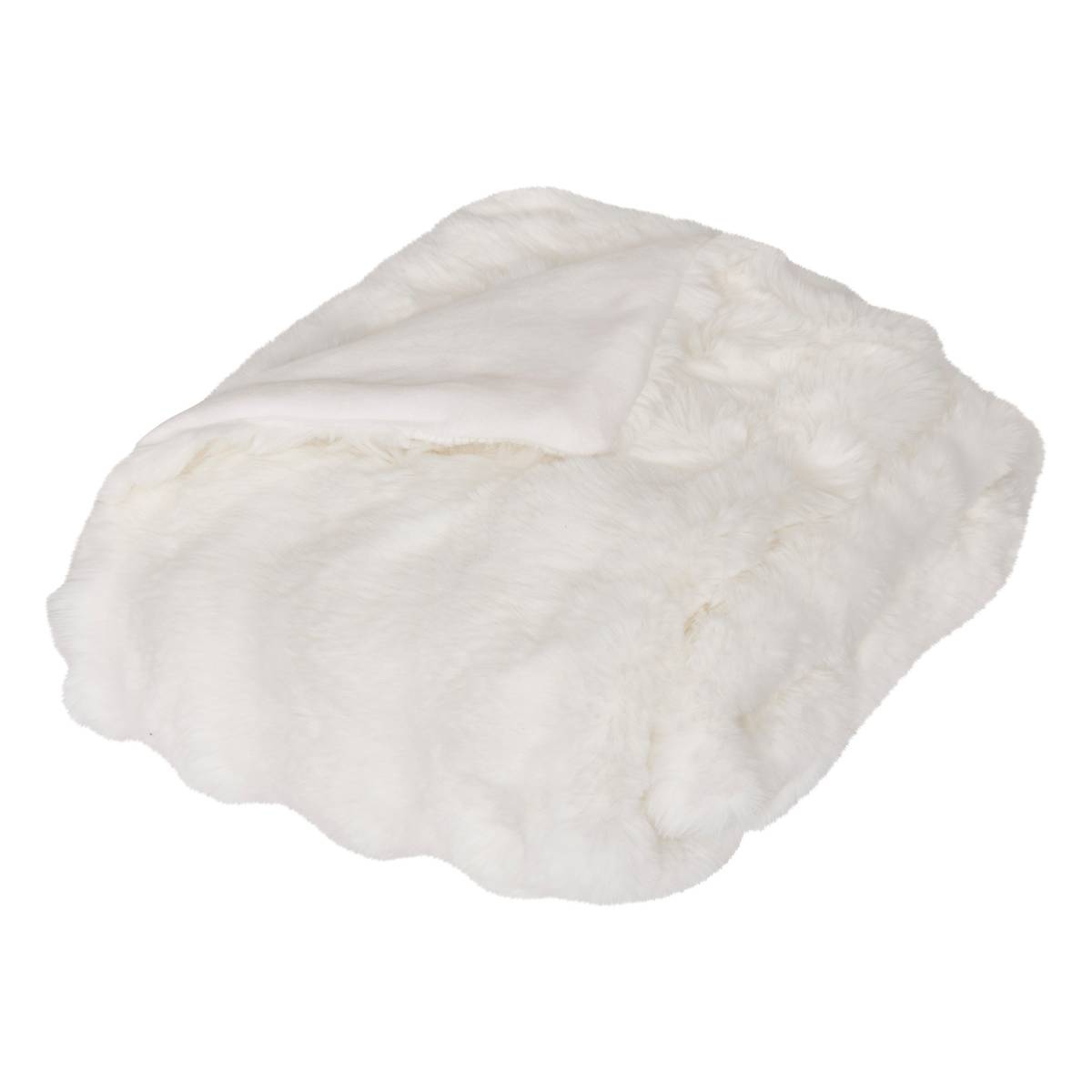 3D Faux Fur Throw "Zephy" White, 160x120 cm