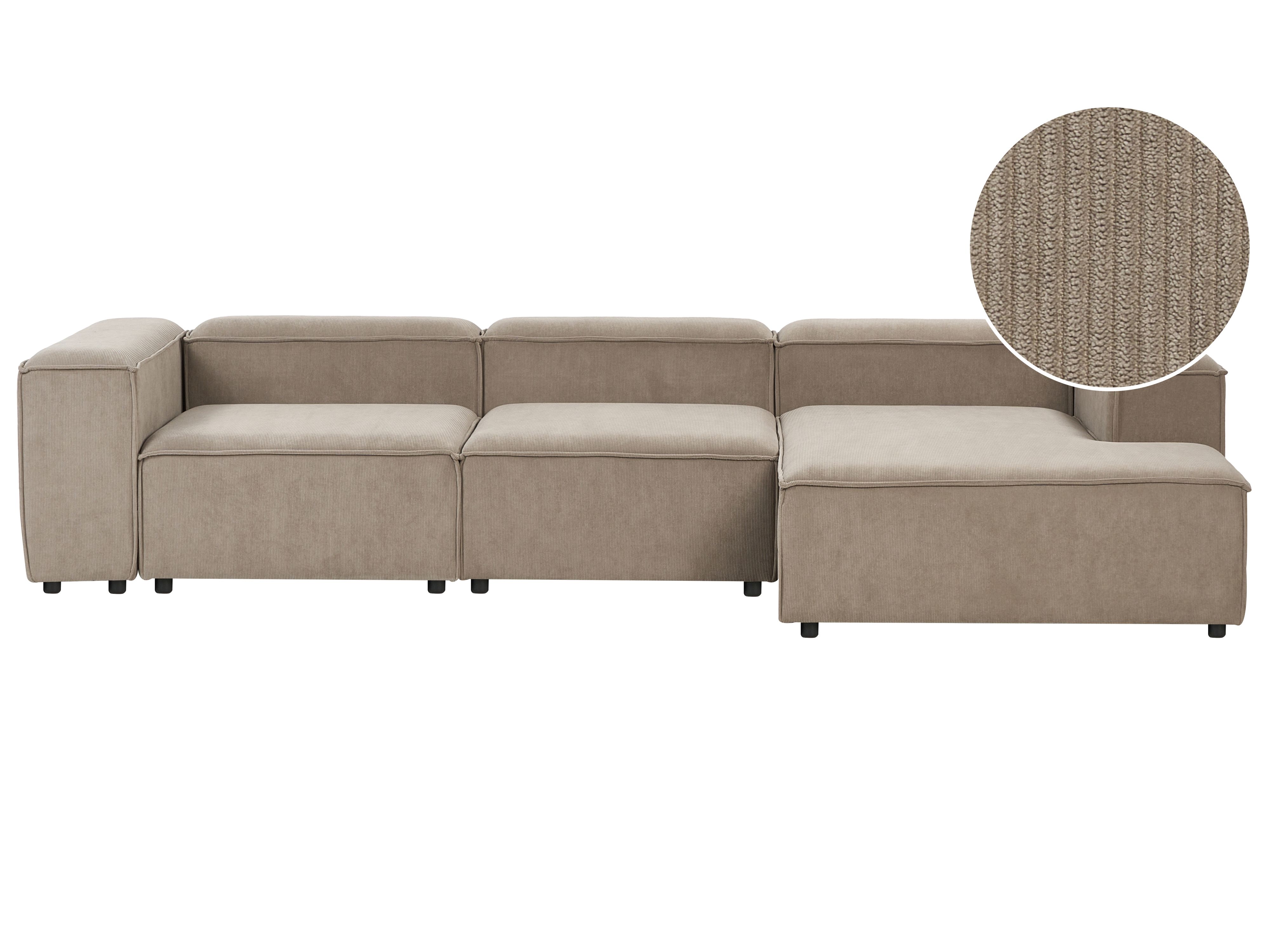 Modular Corner Sofa 4 Seater ARDAL Corduroy Light Brown Left Hand