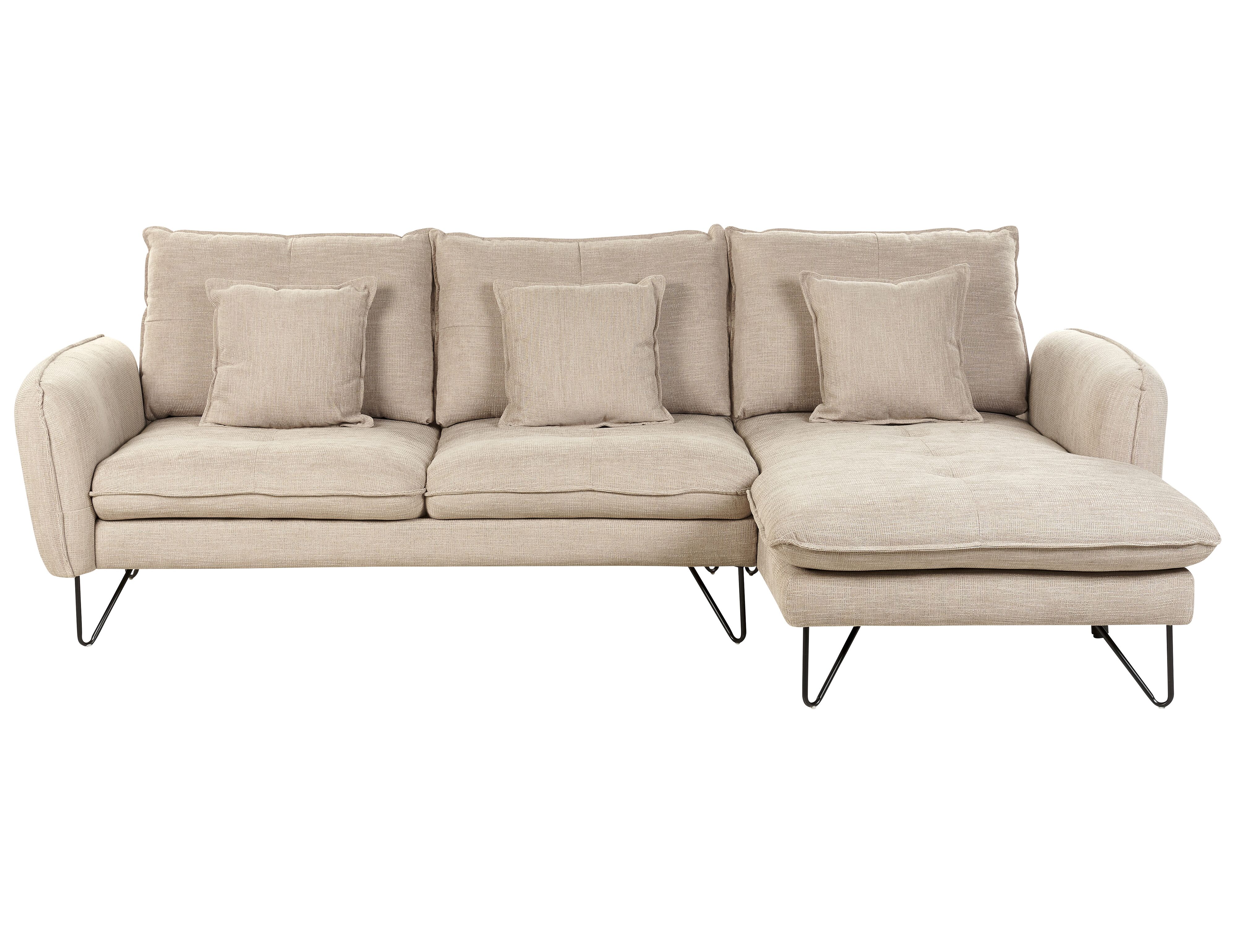 Corner Sofa 3 Seater SERSAN Chenille White Left Hand