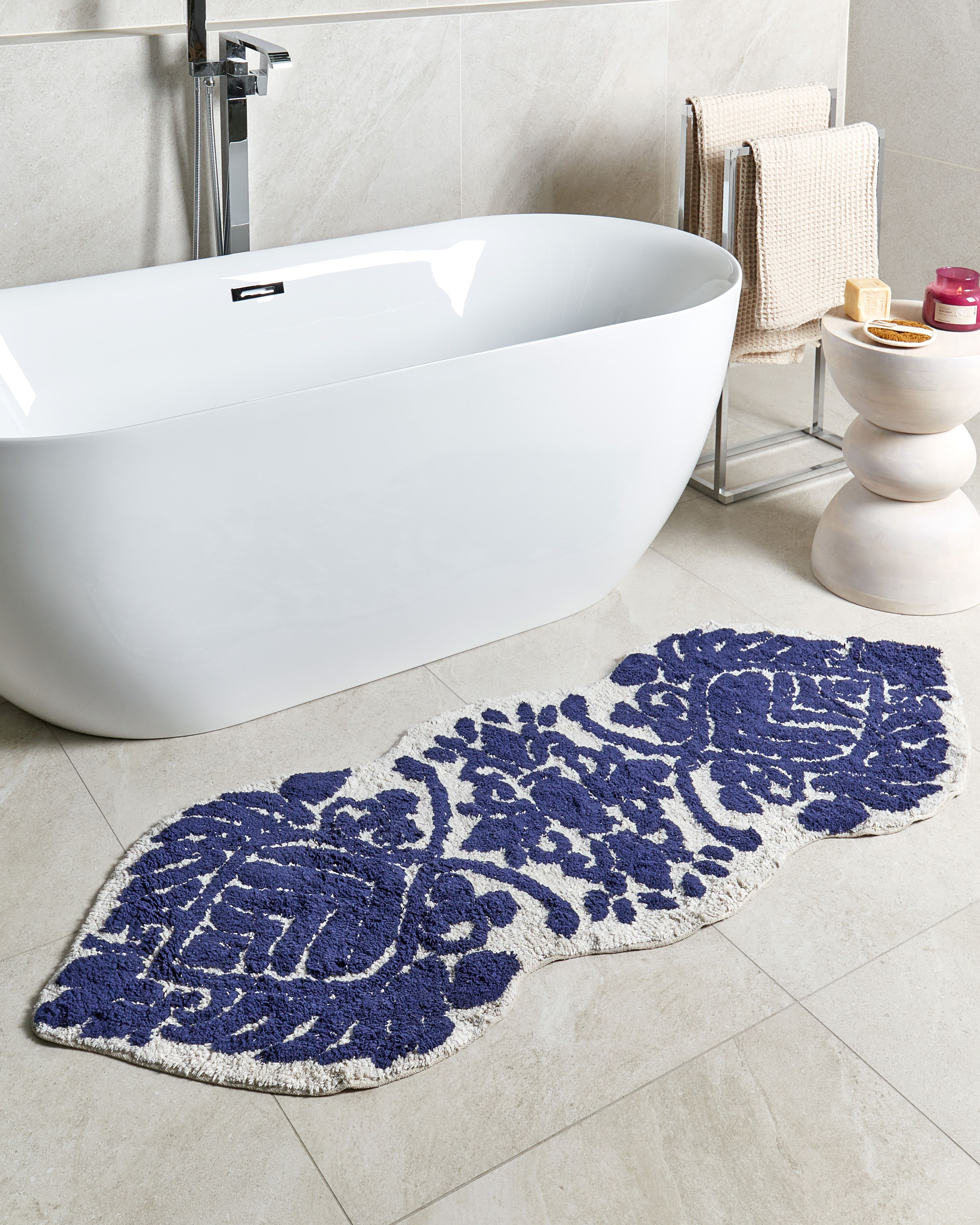 Bath Mat CANBAR Navy Blue 150 x 60 cm Cotton