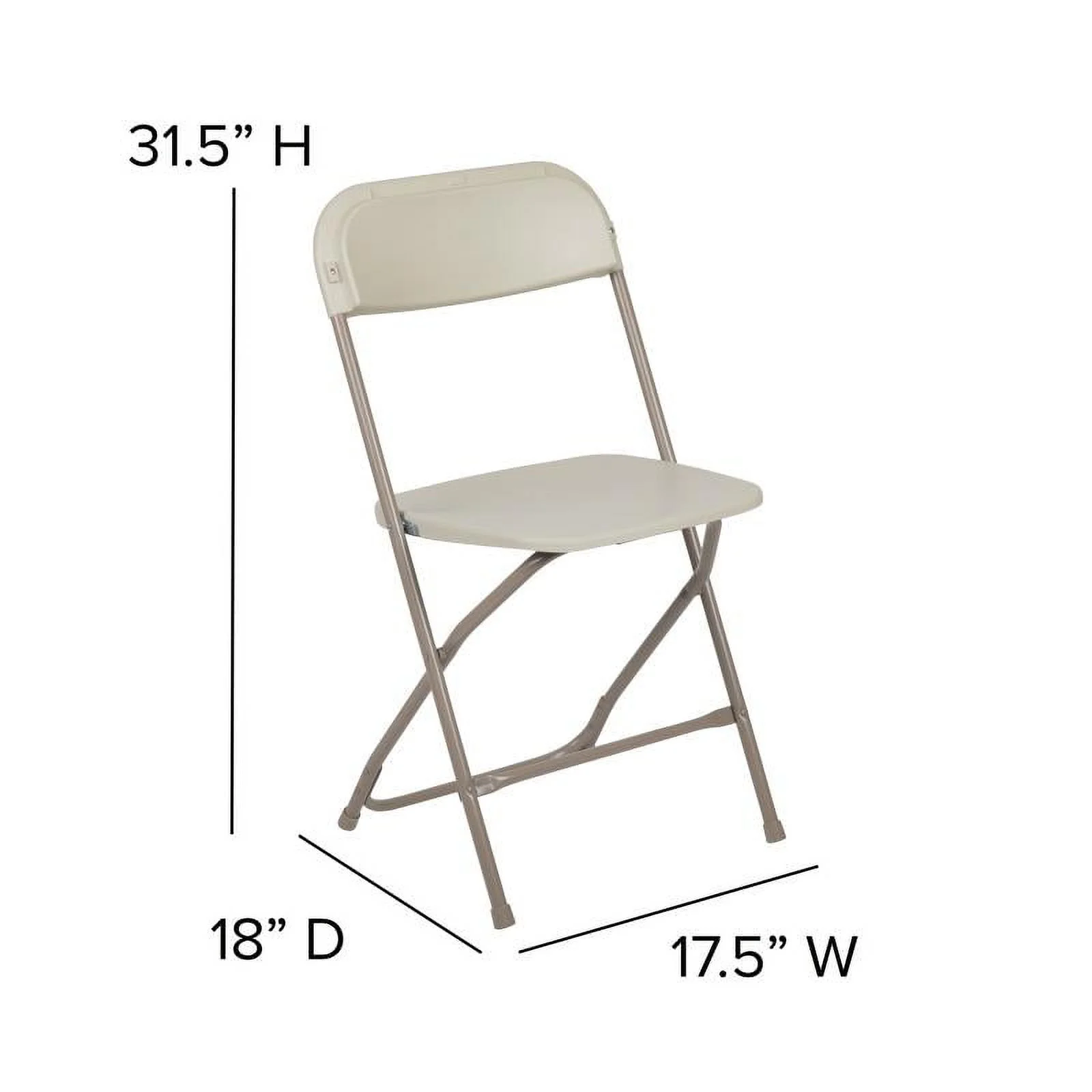 (50 PACK) 650 Lbs Weight Capacity Commercial Quality Beige Stackable Plastic Folding Chair - Heavy Duty Plastic Folding Chairs - Image 6