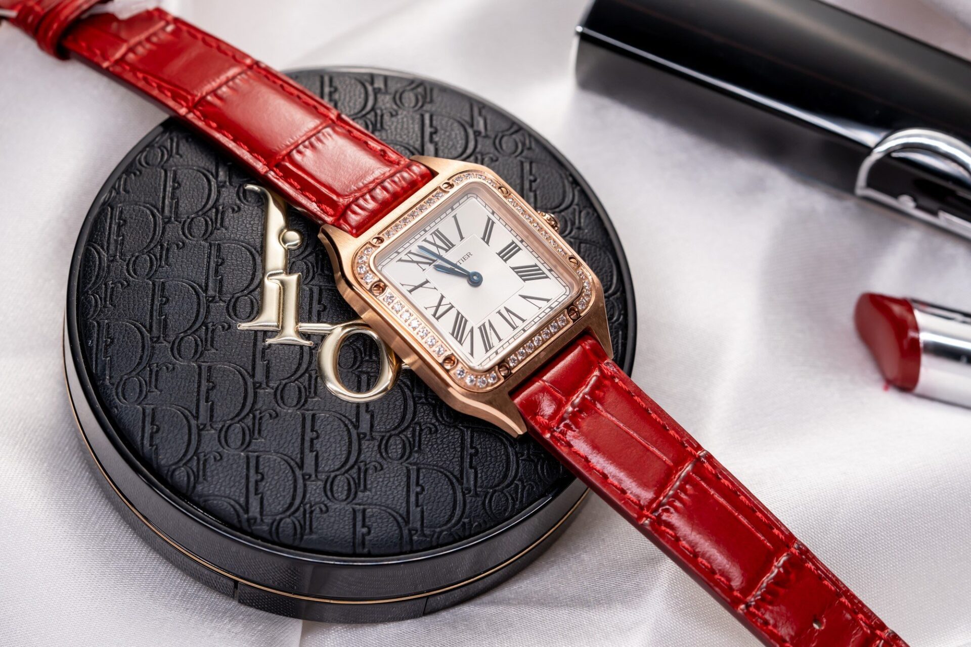 Cartier Replica Watch Santos Dumont WJSA0017 Red Leather Strap 38 27.5mm - Elite Watch Atelier