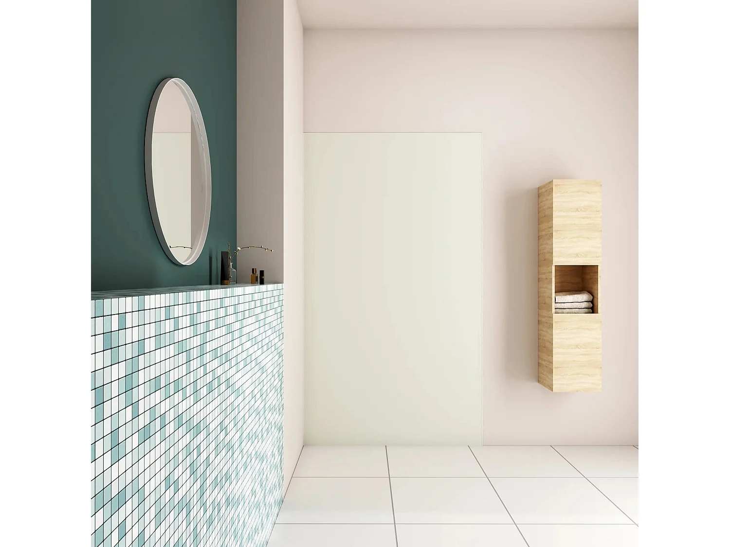 AICA Panneau mural de douche Ivoire 80x210cm,Panneaux muraux salle de bain habillage mural aluminium