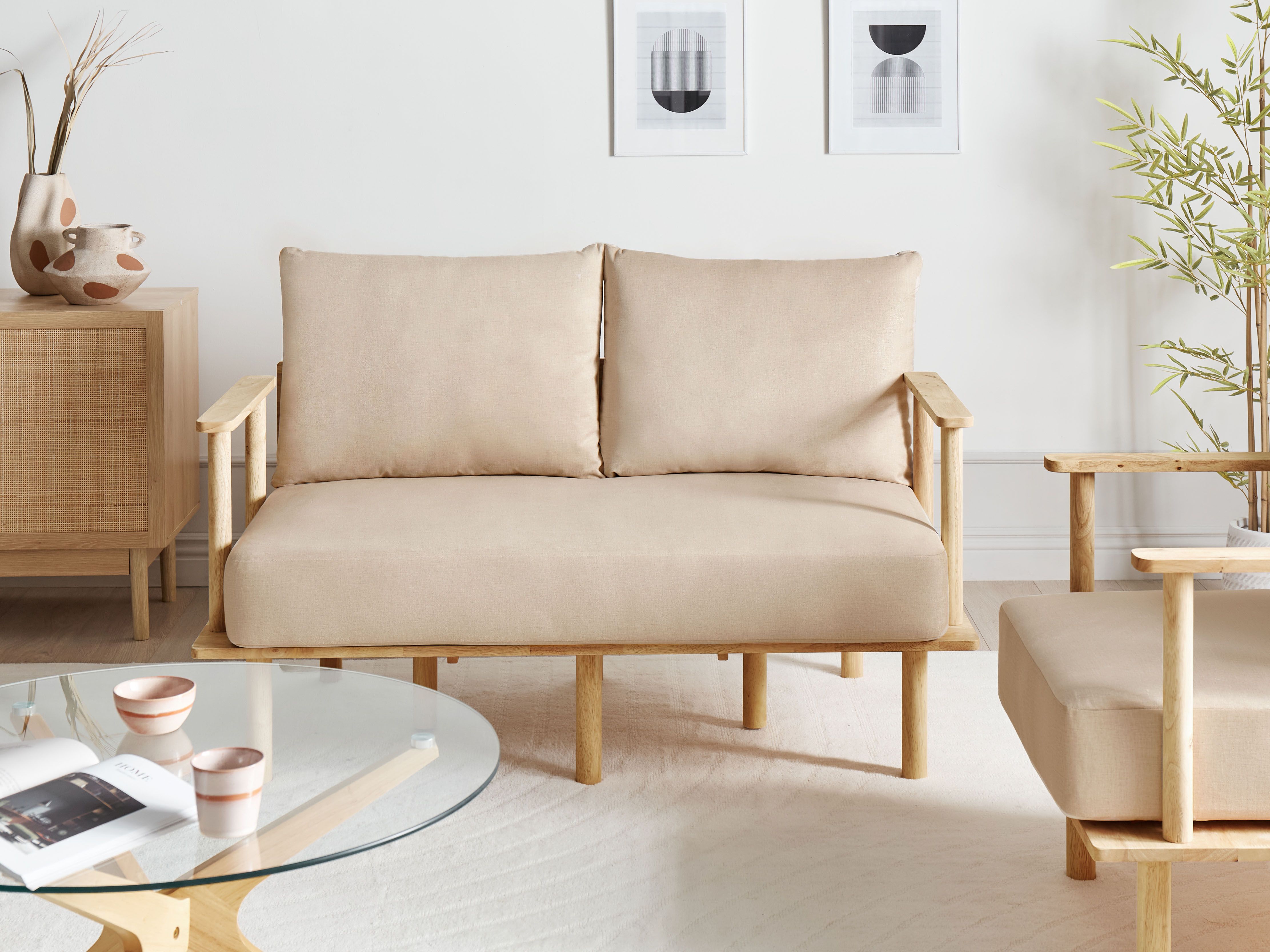 Sofa 2 Seater ASKER Fabric Sand Beige