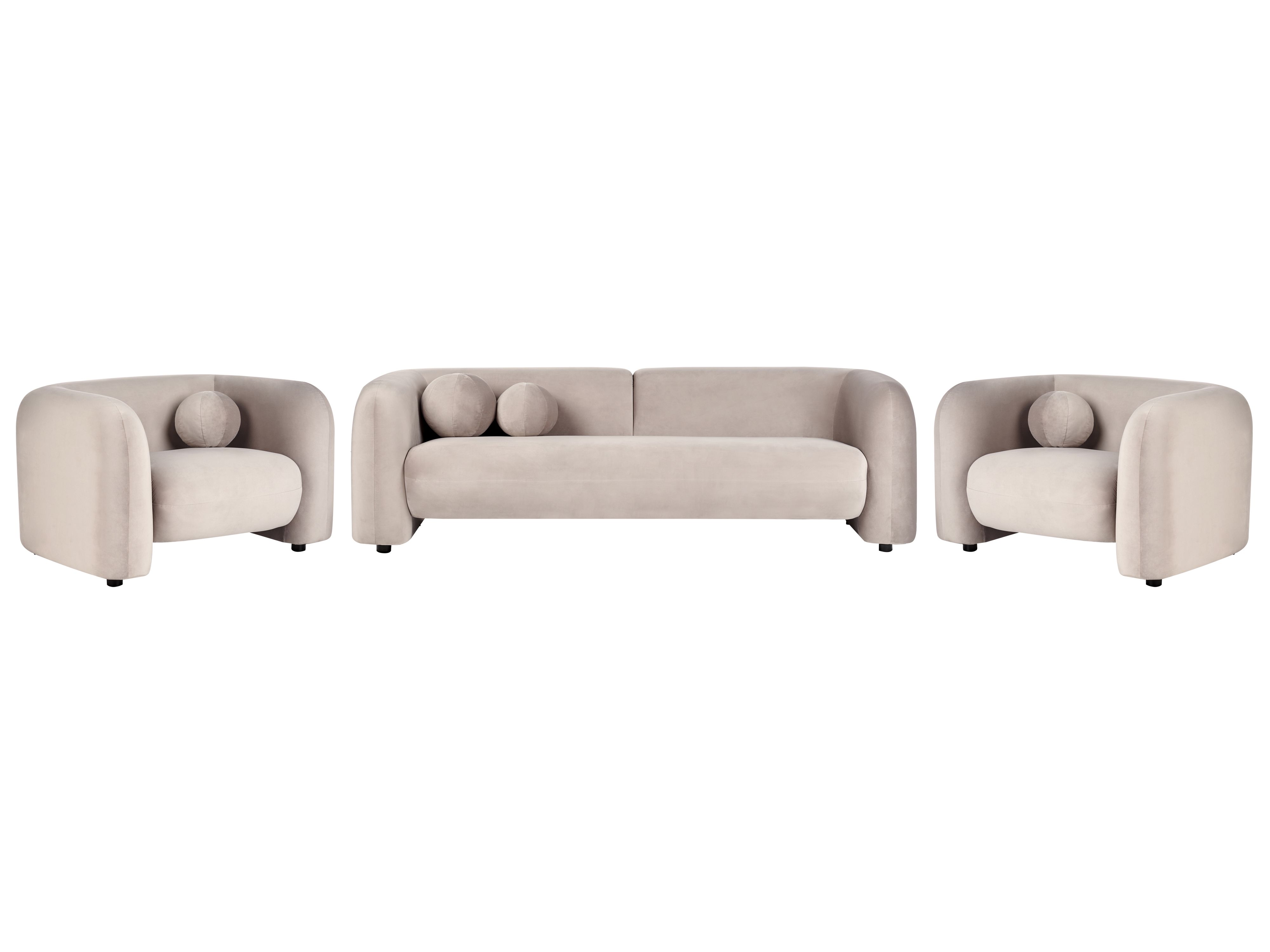 Living Room Set 5 Seater LEIREN Velvet Taupe