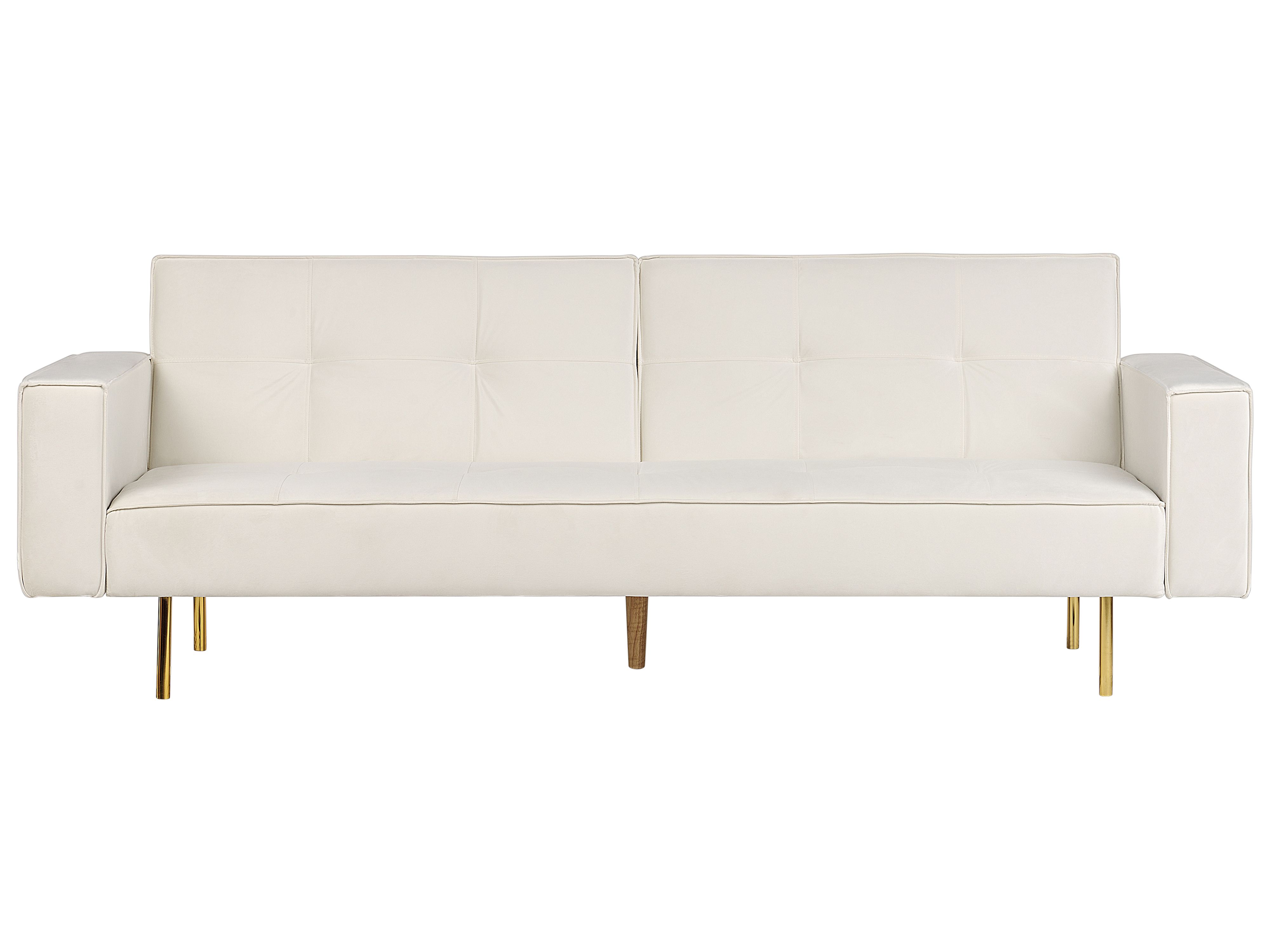 Sofa Bed 3 Seater VISNES Velvet Off-White