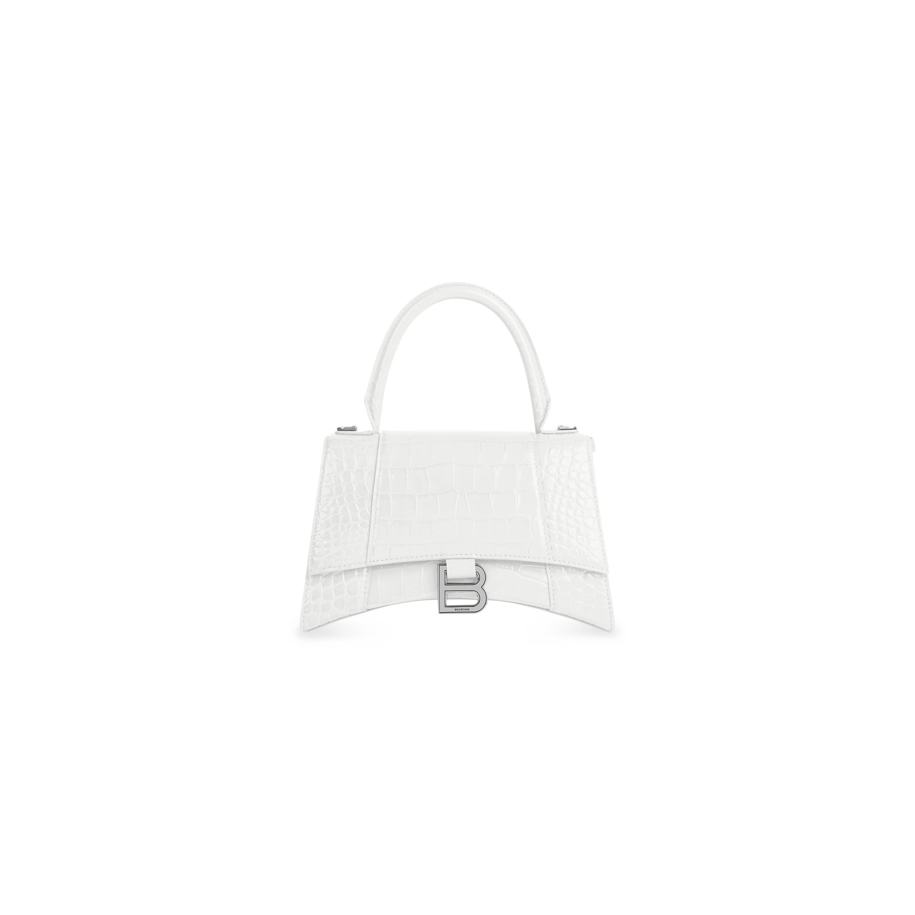 WOMEN'S HOURGLASS SMALL HANDBAG CROCODILE EMBOSSED IN WHITE - Replicaclubs