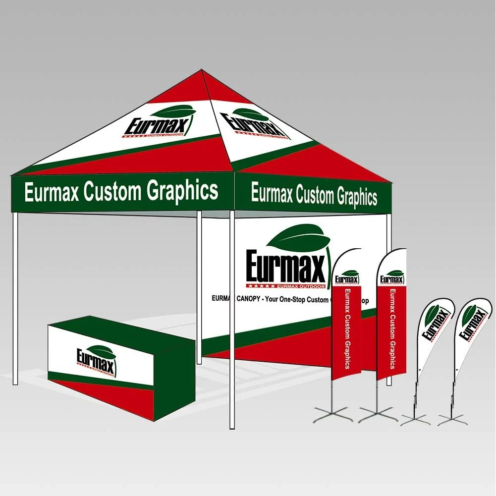 Eurmax USA 10 x 10 Pop-Up Commercial Canopy Tent With 4 Sidewalls, Roller Bag And Awning - Image 7 Eurmax USA 10 x 10 Pop-Up Commercial Canopy Tent With 4 Sidewalls, Roller Bag And Awning - Image 7